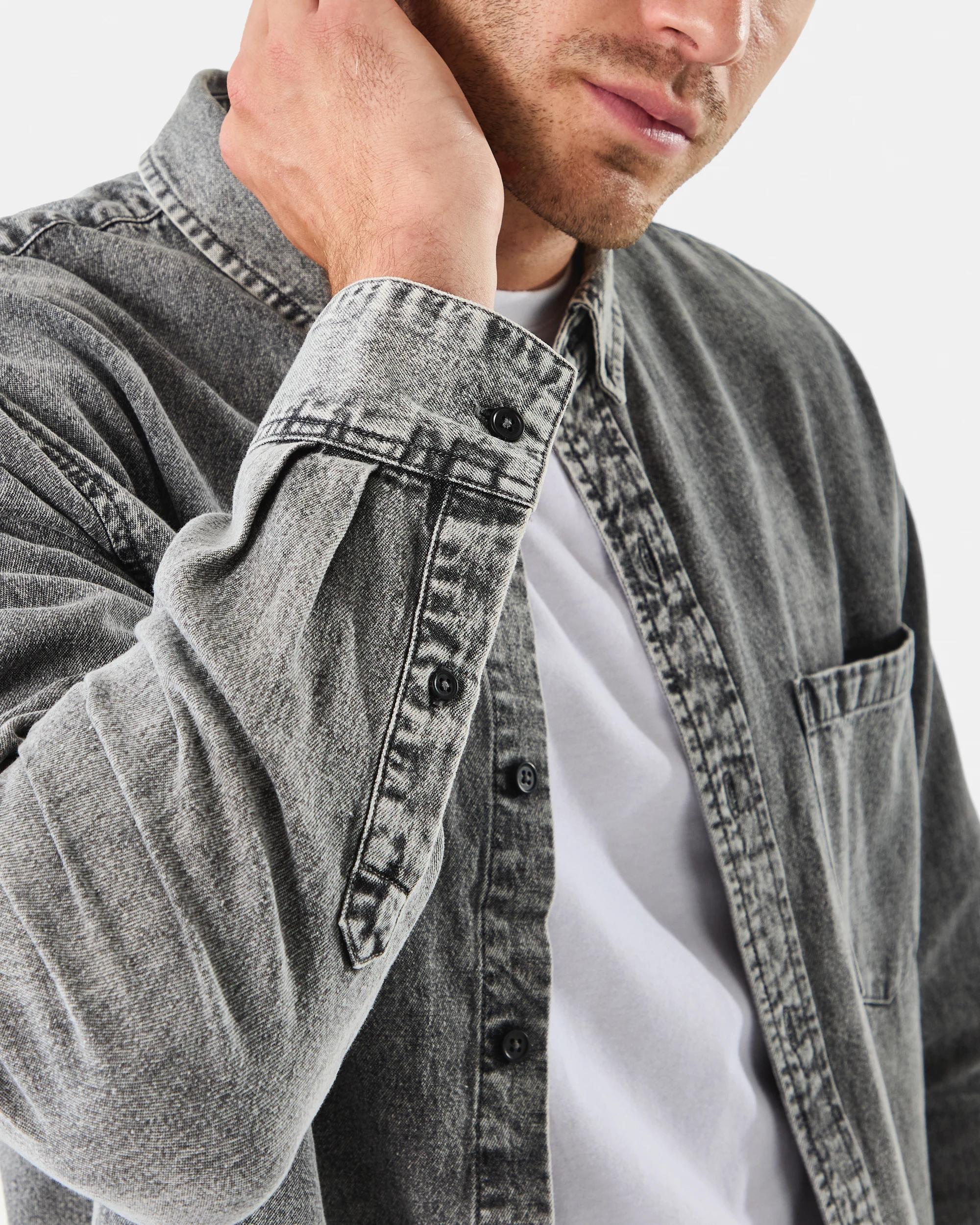 9 Long Sleeve Denim Shirt Wash Black, 9 of 9