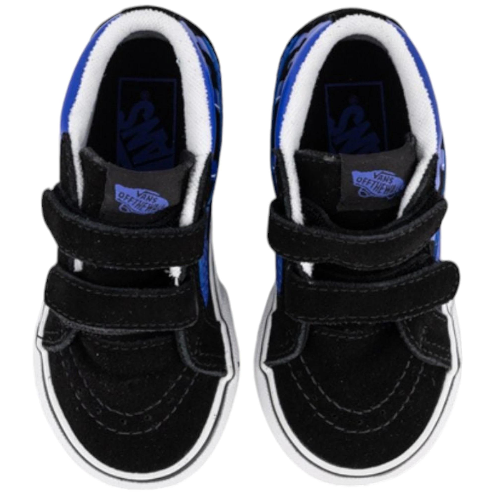 3 Vans Toddler SK8-Mid Reissue V Glow Slime Black/ Blue Boys Strap Shoes BLACK/BLUE, 3 of 4