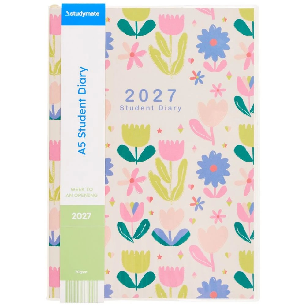 1 Studymate A5 Week to View Student Diary 2027 Floral, 1 of 7