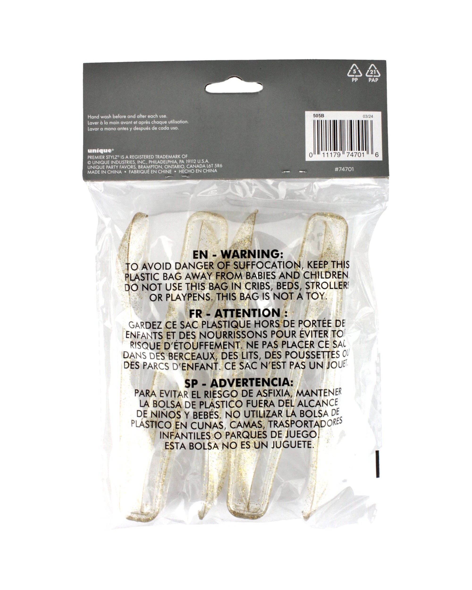 4 Unique Mini Glitter Reusable Salad Tongs Pack of 4 - Gold, 4 of 4