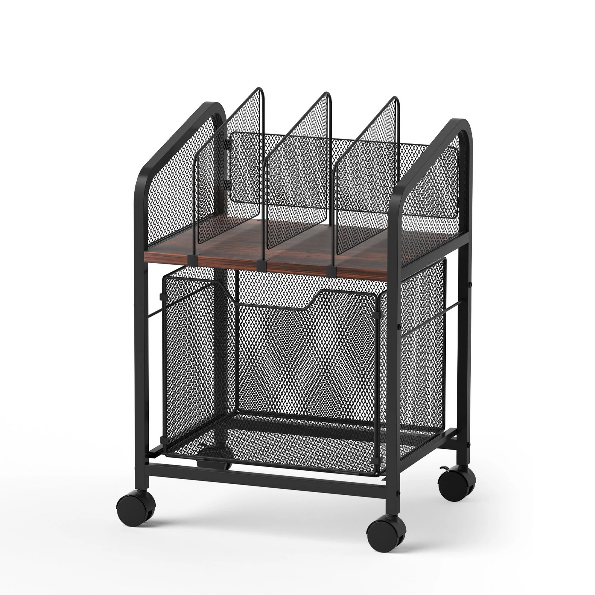 1 Artiss Mobile File Cabinet Rolling with Locking Wheels Wood Top Compact Storage - Black, 1 of 3