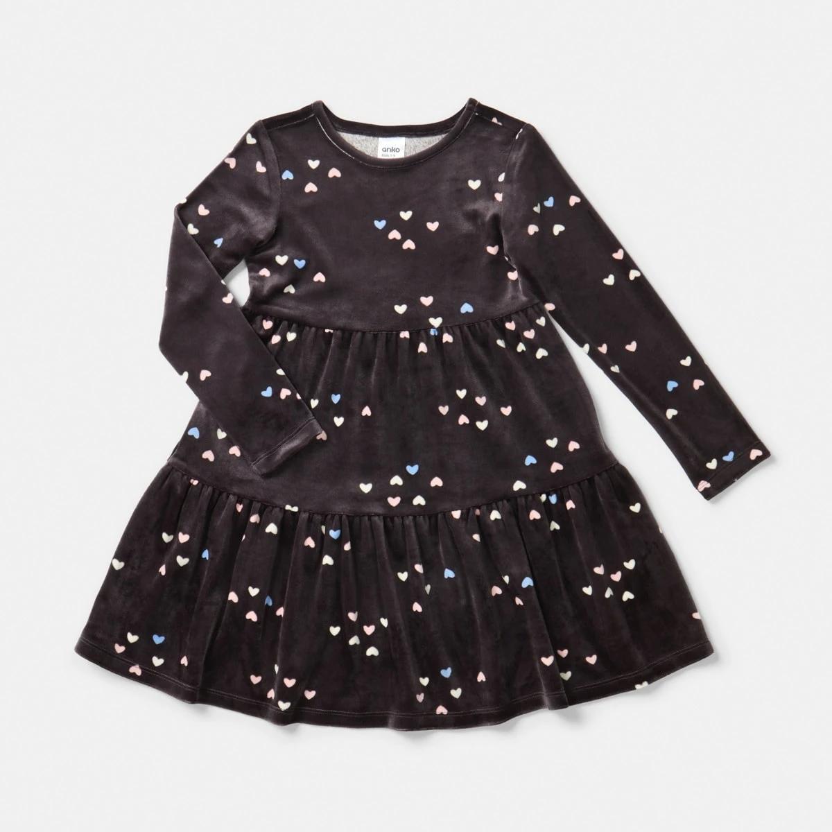 8 Long Sleeve Velour Tier Dress Hearts, 8 of 9