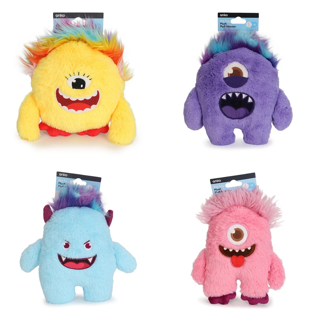 10 Pet Toy Plush Fluff Head Monster - Assorted, 10 of 10
