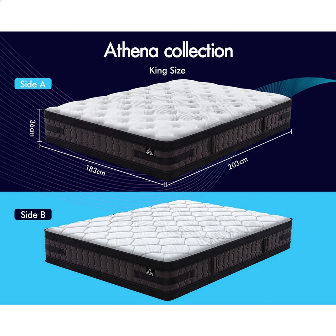 9 Starry Eucalypt Mattress Pocket Spring Latex Euro Top 36cm Athena - King Size, 9 of 10