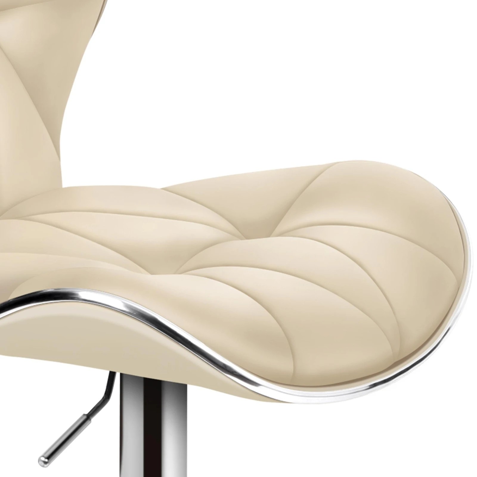 7 Alfordson 2x Bar Stools Luna Kitchen Swivel Chair Leather Gas lift - Beige, 7 of 9