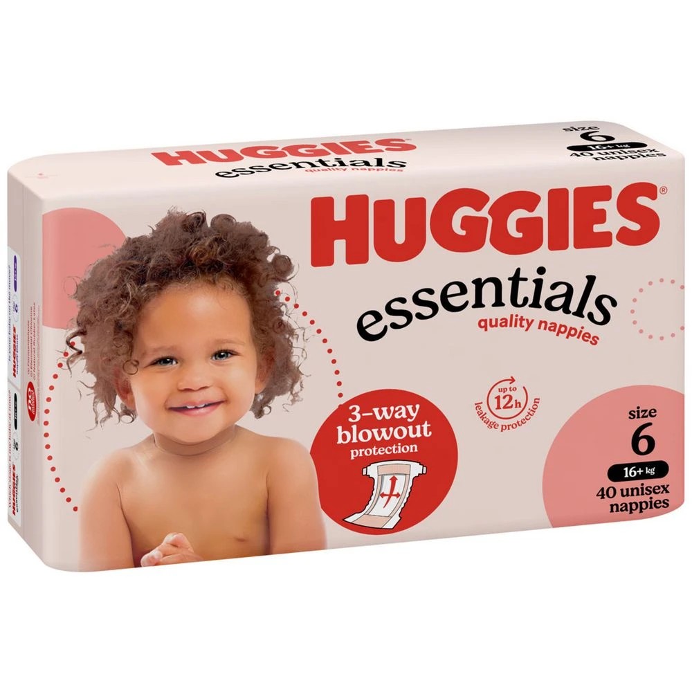 1 Huggies Essentials Nappies Junior Size 6 40 Pack, 1 of 10