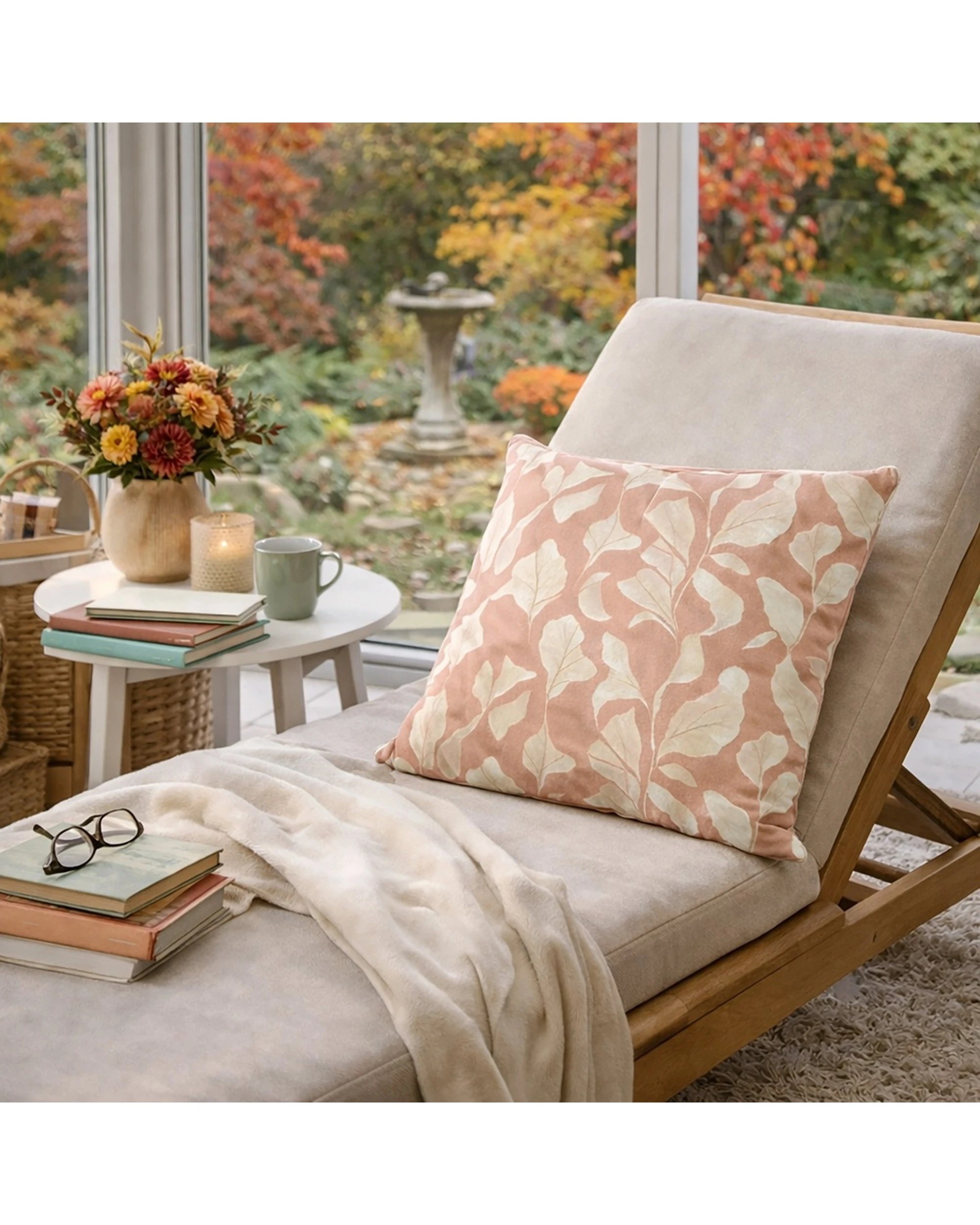 3 Urban Style Cushion Decorative Throw Pillow Terracotta Leaves 45x45cm - Orange, 3 of 6
