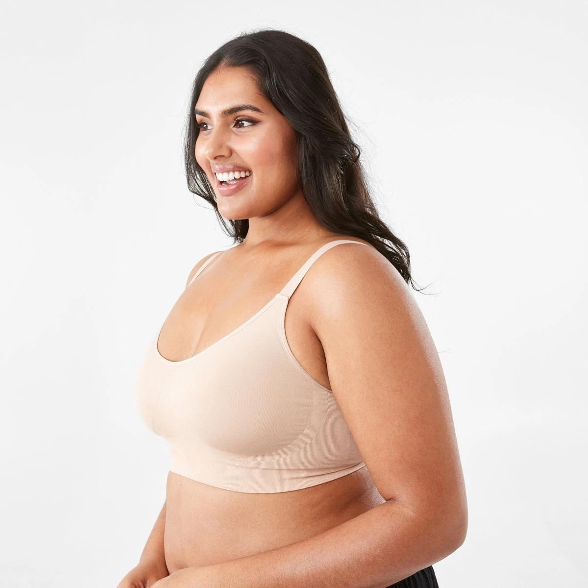 4 2 Pack Full Figure Seamfree Crop Bras BLACK, SOFT SAND BEIGE, 4 of 8