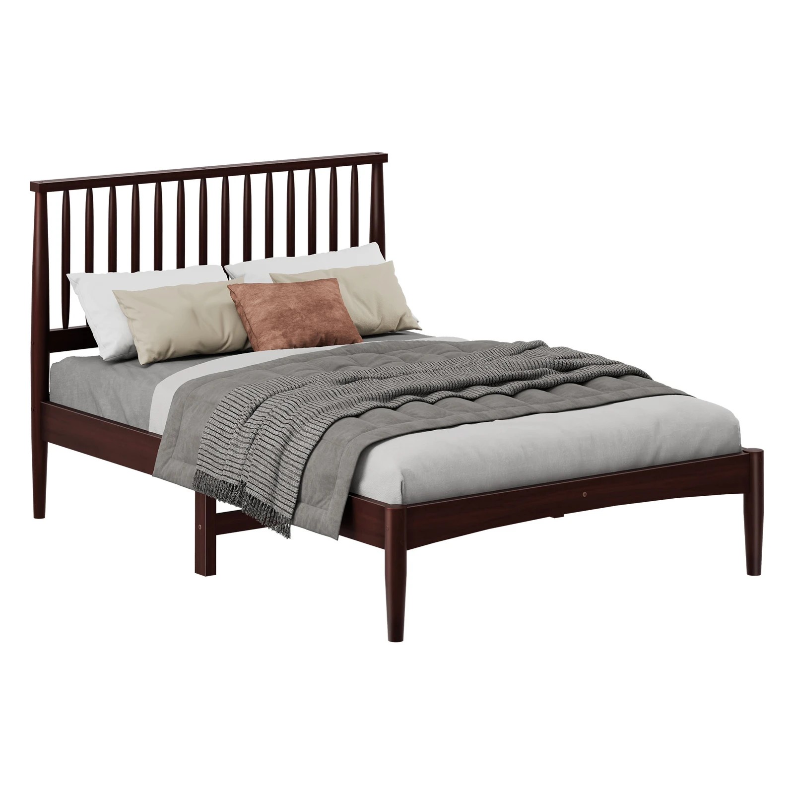 1 Alfordson Bed Frame Wooden Double Size Timber Base Platform Walnut Caelus - Natural, 1 of 10