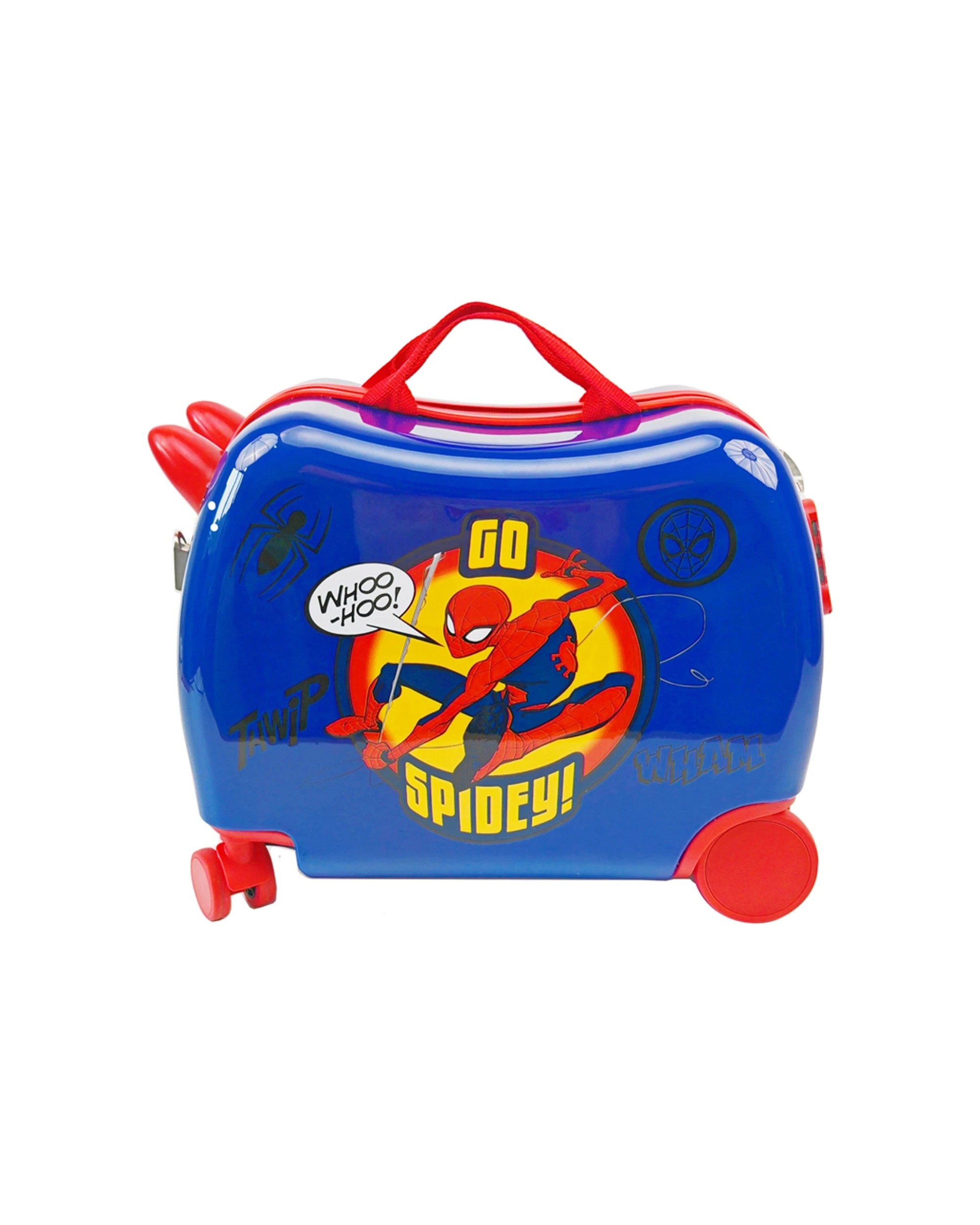 1 Marvel Spiderman Ride-On Trolley Case Kids Onboard Luggage 50 x 30 x 20 cm - Blue, 1 of 4