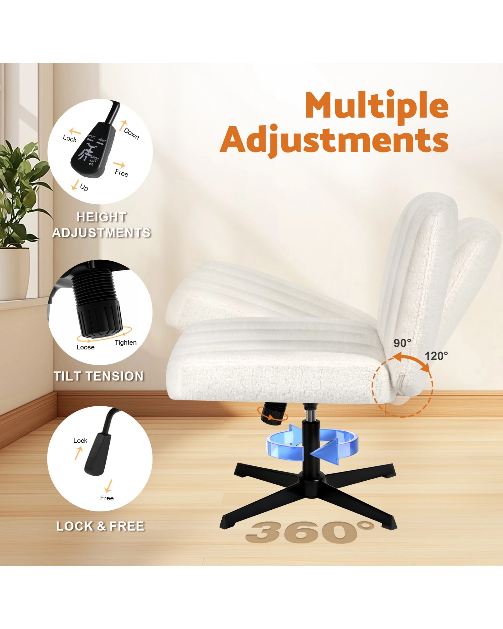 5 Advwin Armless Cross-Legged Office Chair, 5 of 9