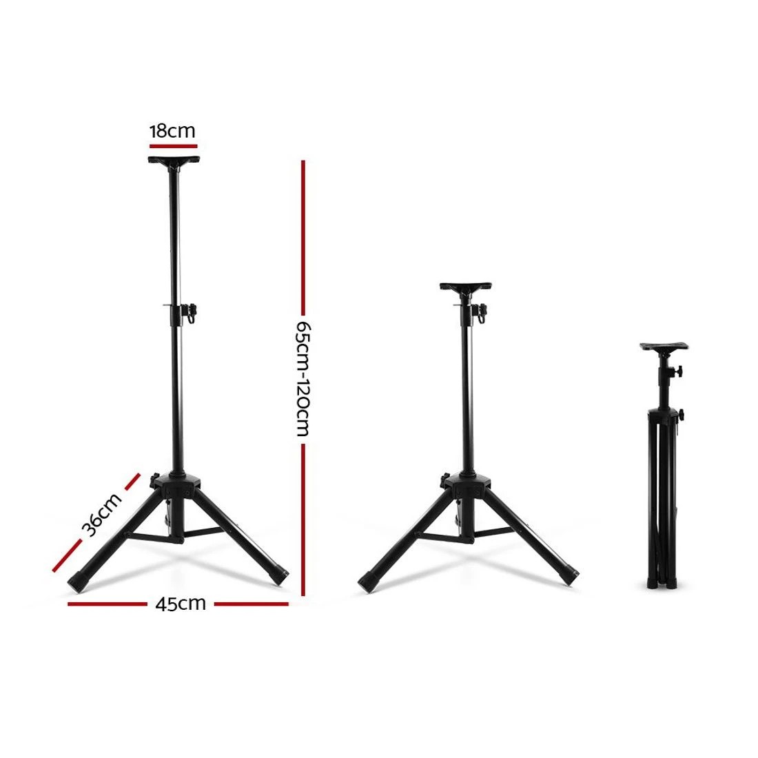 2 Alpha Speaker Stand 65-120cm Adjustable Height Surround Sound Studio Home 2pcs - Black, 2 of 6