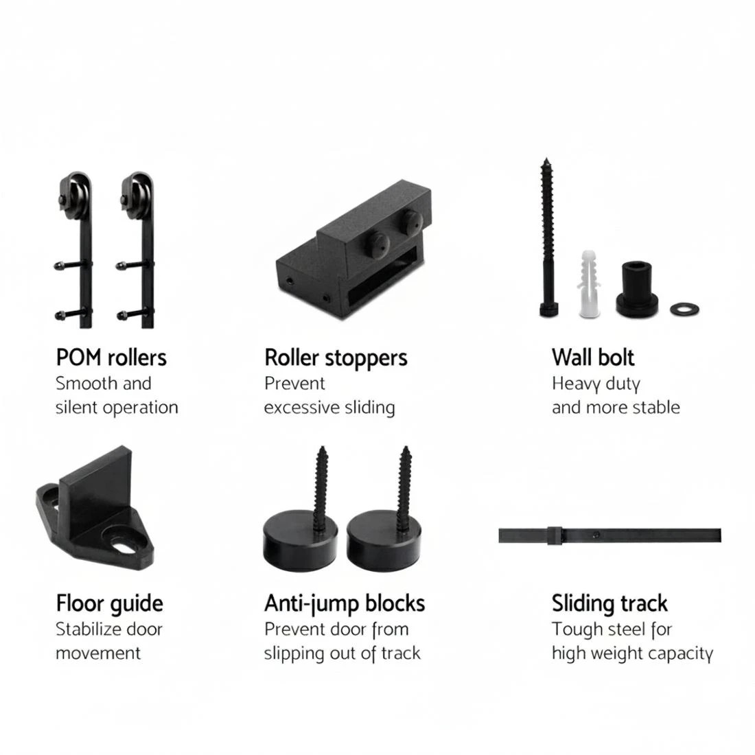 3 Cefito Sliding Barn Door Hardware Track Set 4m - Black, 3 of 6