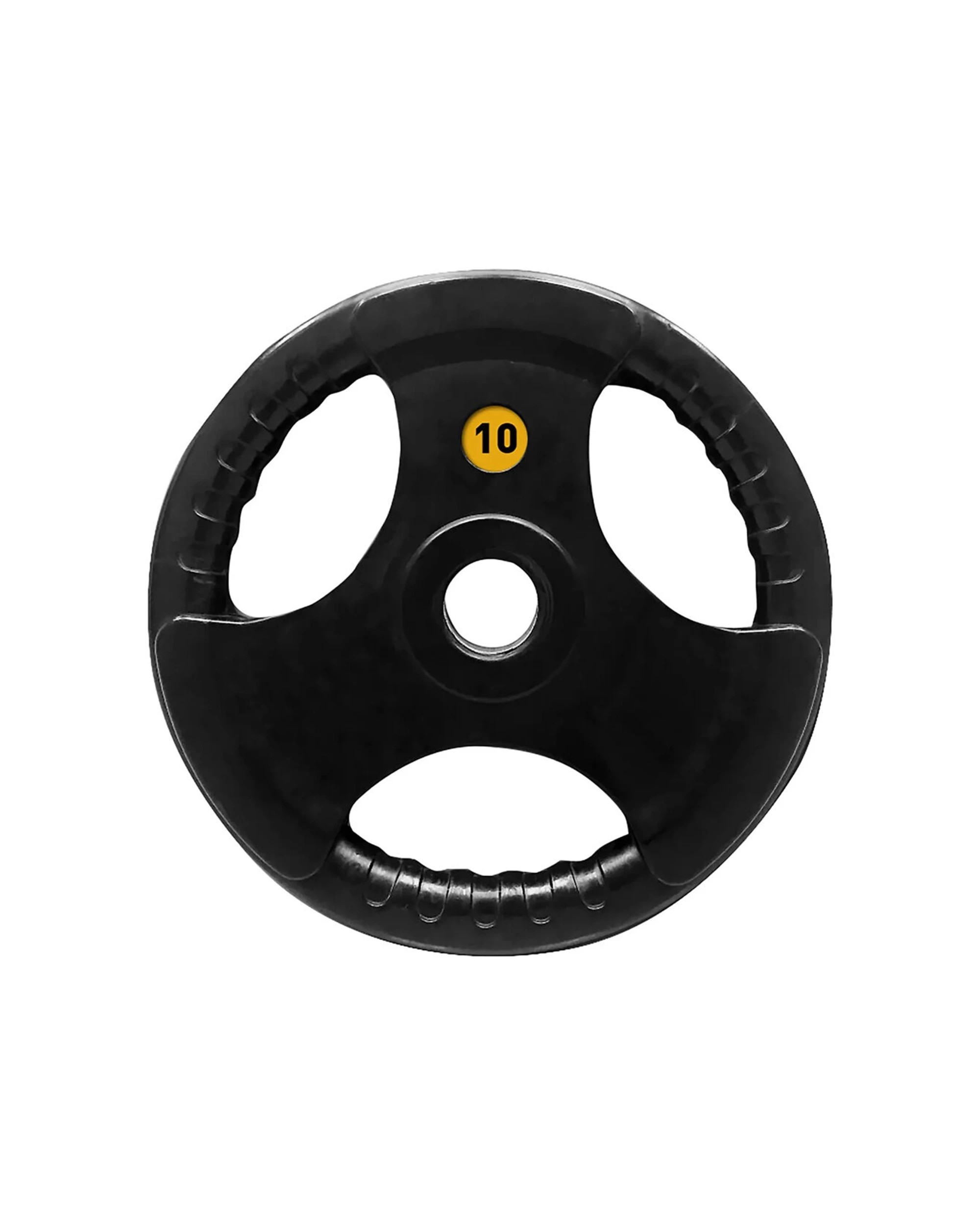 1 Bodyworx Olympic Rubber Grip Weight Plate 10kg 52mm Diameter With Handles - Black, 1 of 1