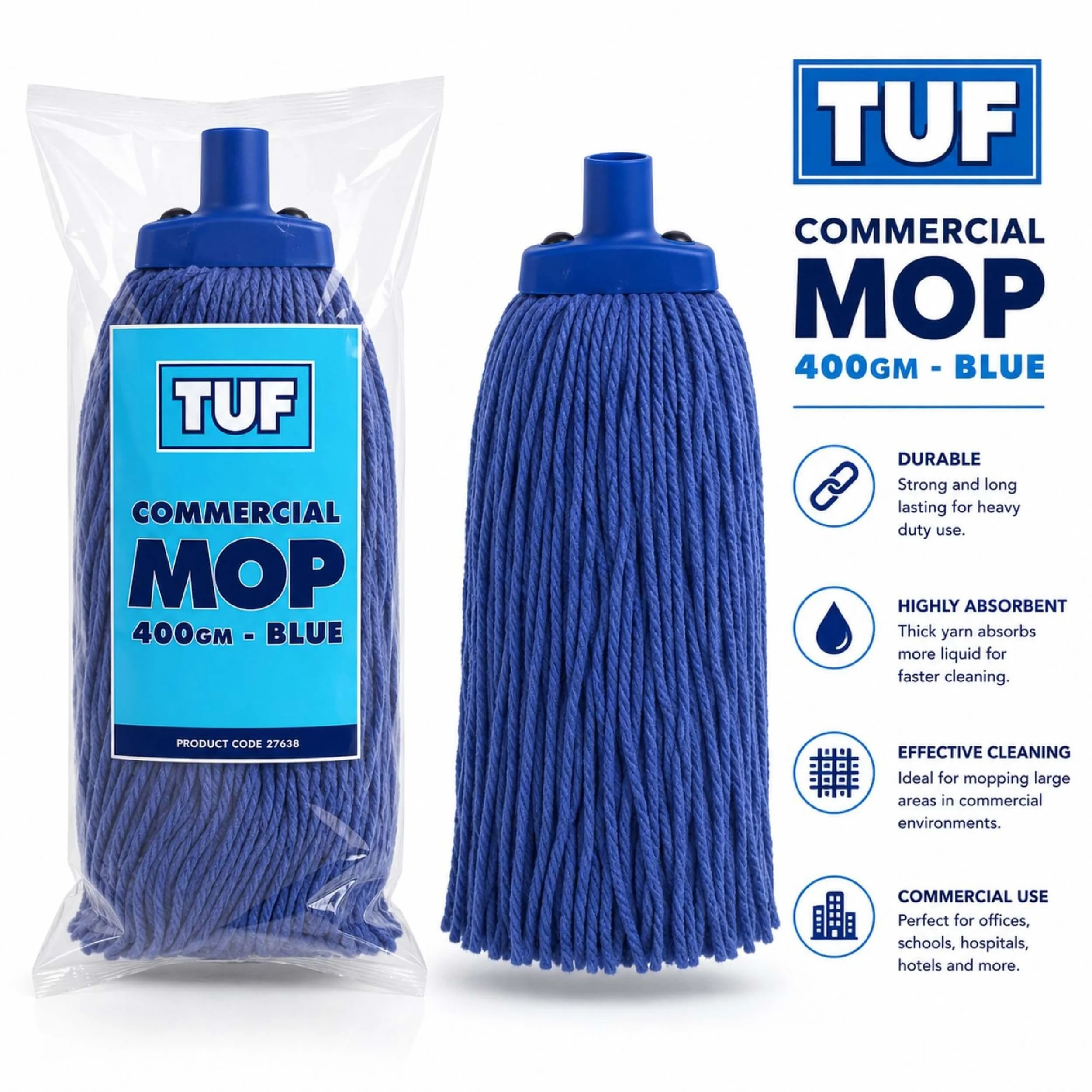 4 Edco Tuf Commercial Mop Head 400g For Mop Handles, 4 of 4