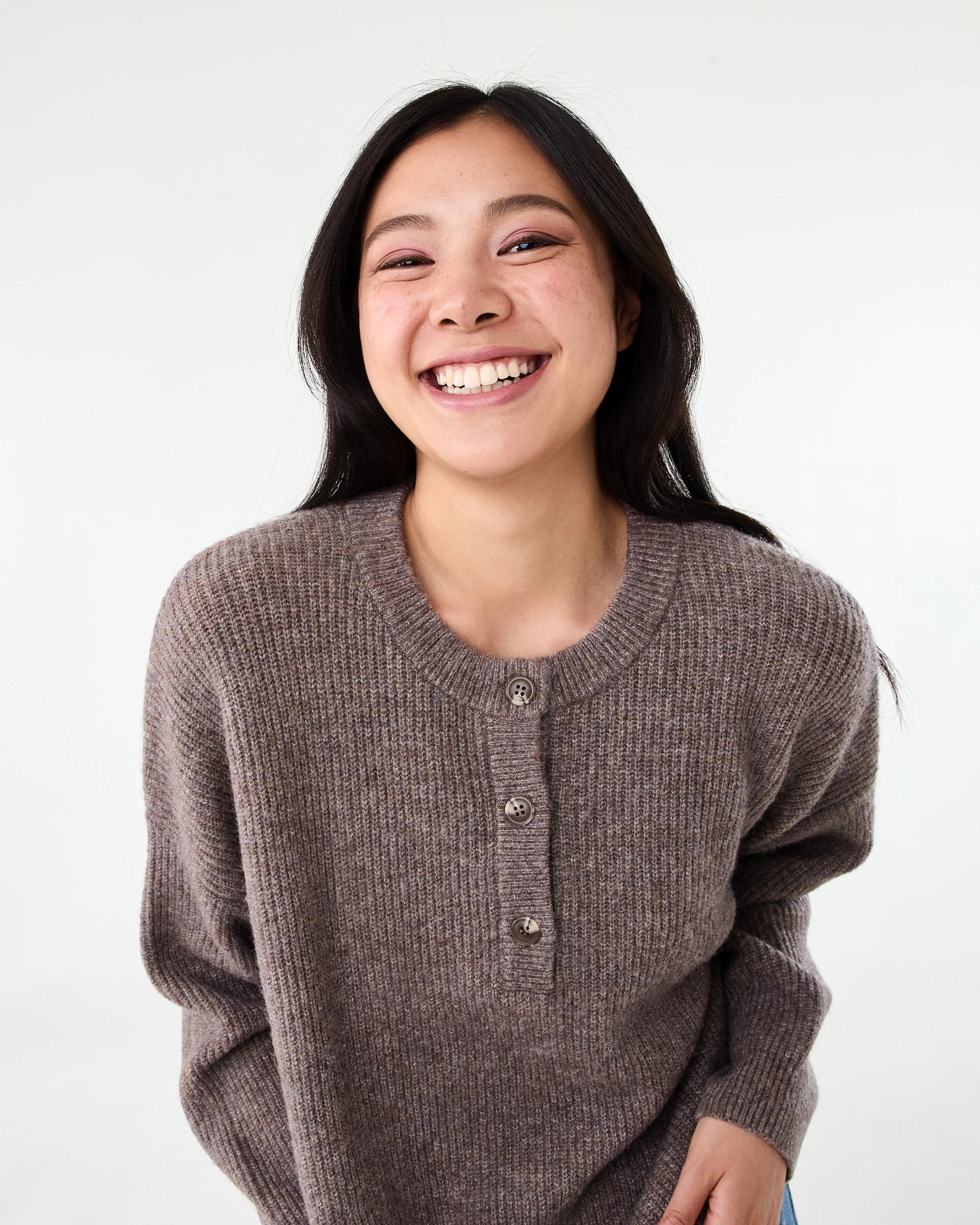 4 Quarter Button Jumper Taupe Mrl, 4 of 6