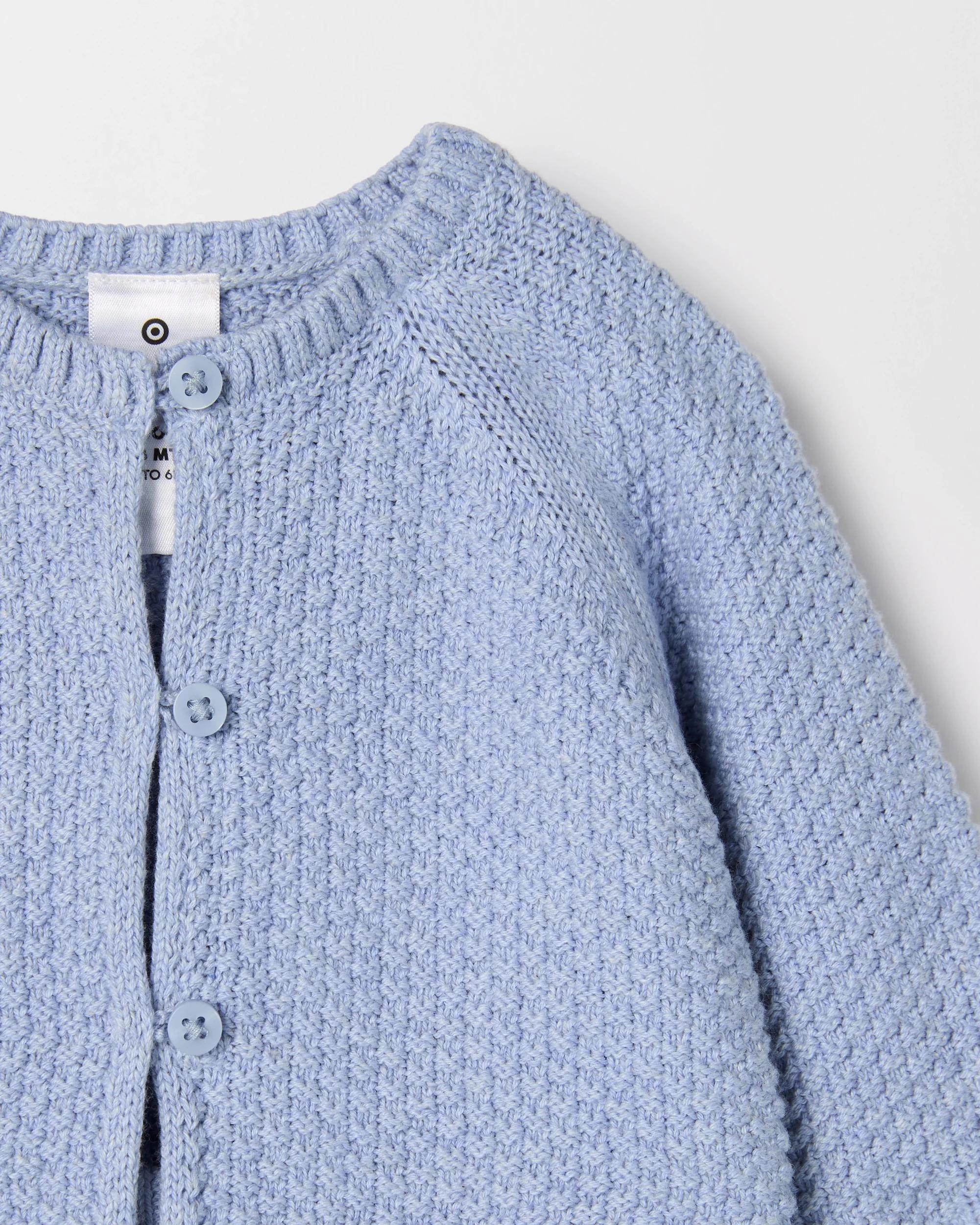 3 Target Baby Baby Organic Cotton Cardigan, Pants and Bootie Knit Set BLUE, 3 of 3