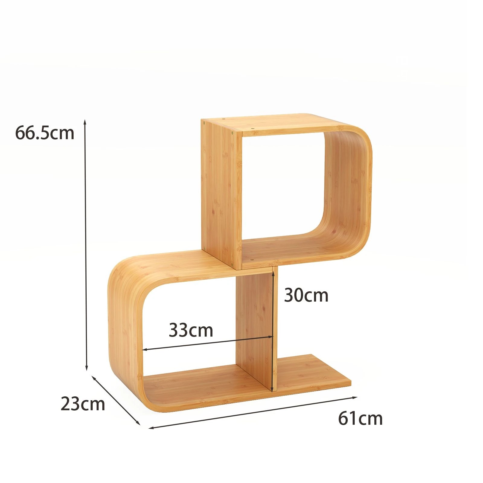 2 Costway S-Shaped Bamboo Bookshelf Bookcase 2 Cubes Geometric Corner Display Shelf - Natural, 2 of 4