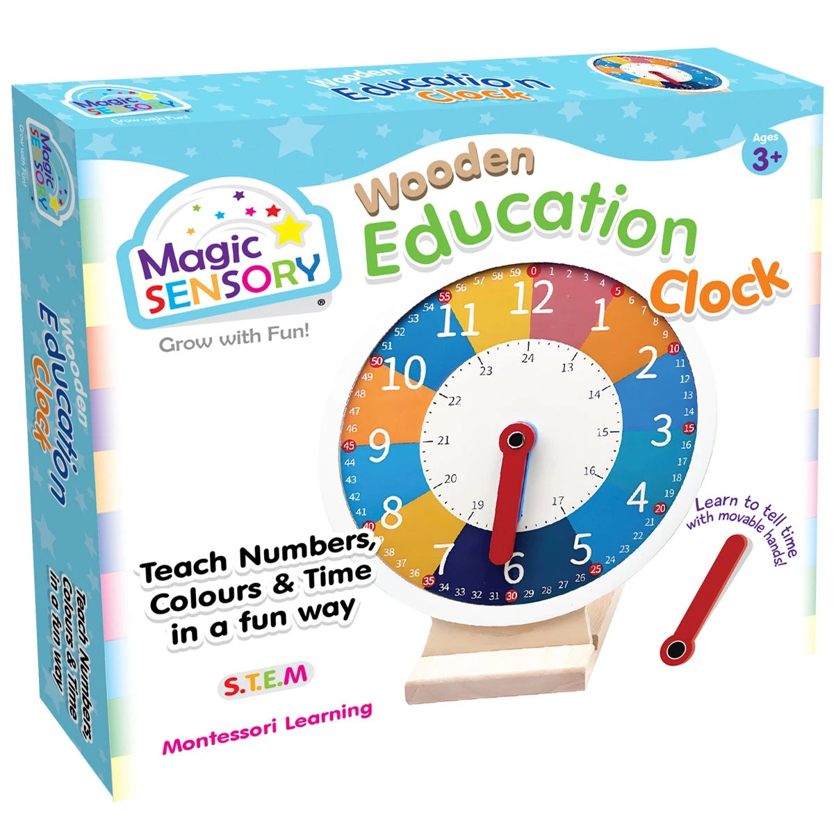 3 Magic Sensory Wooden Early Education Learning Clock, 3 of 4