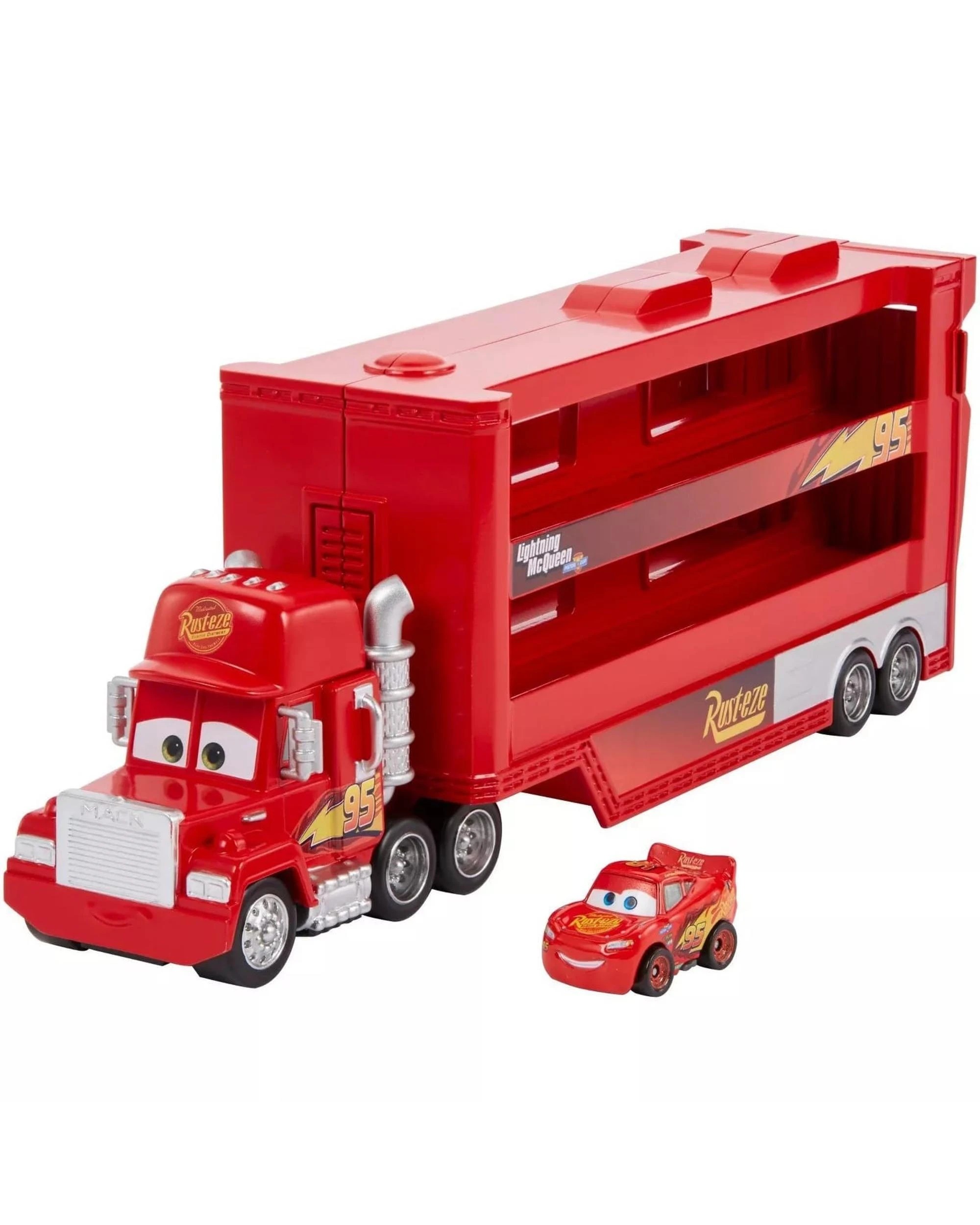 2 Disney Pixar Cars Mack Mini Racers Hauler With Lightning McQueen Diecast Car, 2 of 7