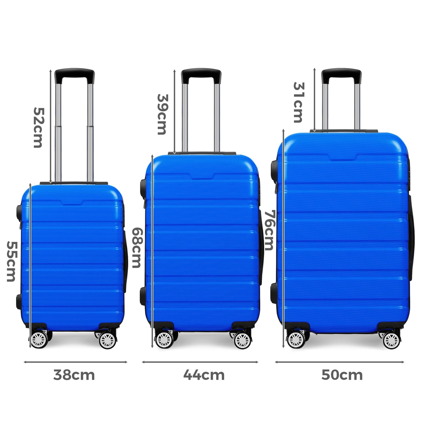 9 Alfordson Luggage 3PCS Set Suitcase Trolley TSA Carry on Hard Case - Blue, 9 of 10