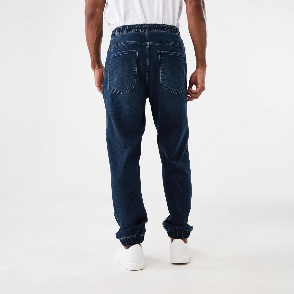 3 Cuffed Denim Joggers DARK BLUE WASH, 3 of 5