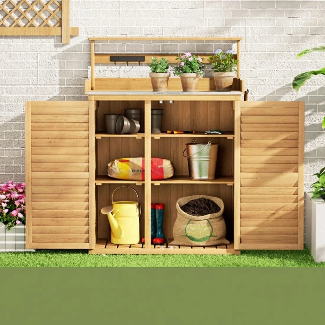 5 Gardeon Outdoor Storage Cabinet Box - Natural, 5 of 5