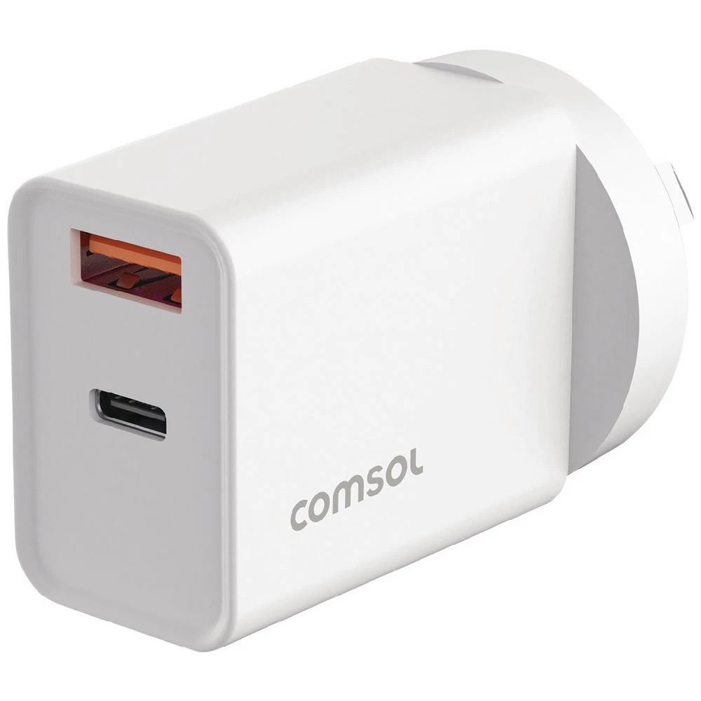 1 Comsol 20W Dual Port Wall Charger White, 1 of 5