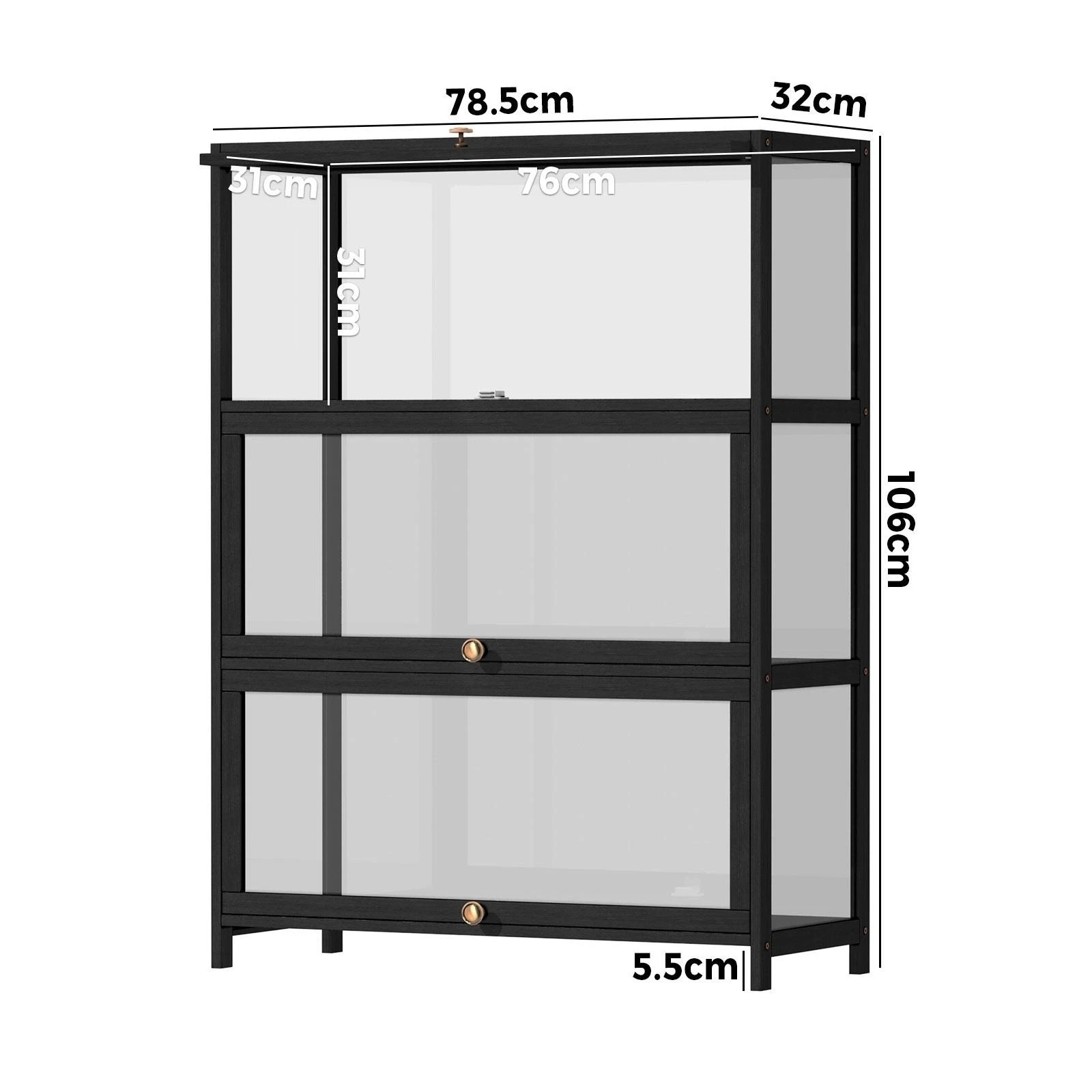 8 Oikiture Display Cabinet Storage 3-tier Shelves Clear Bookcase Stand Rack
 - Black, 8 of 9