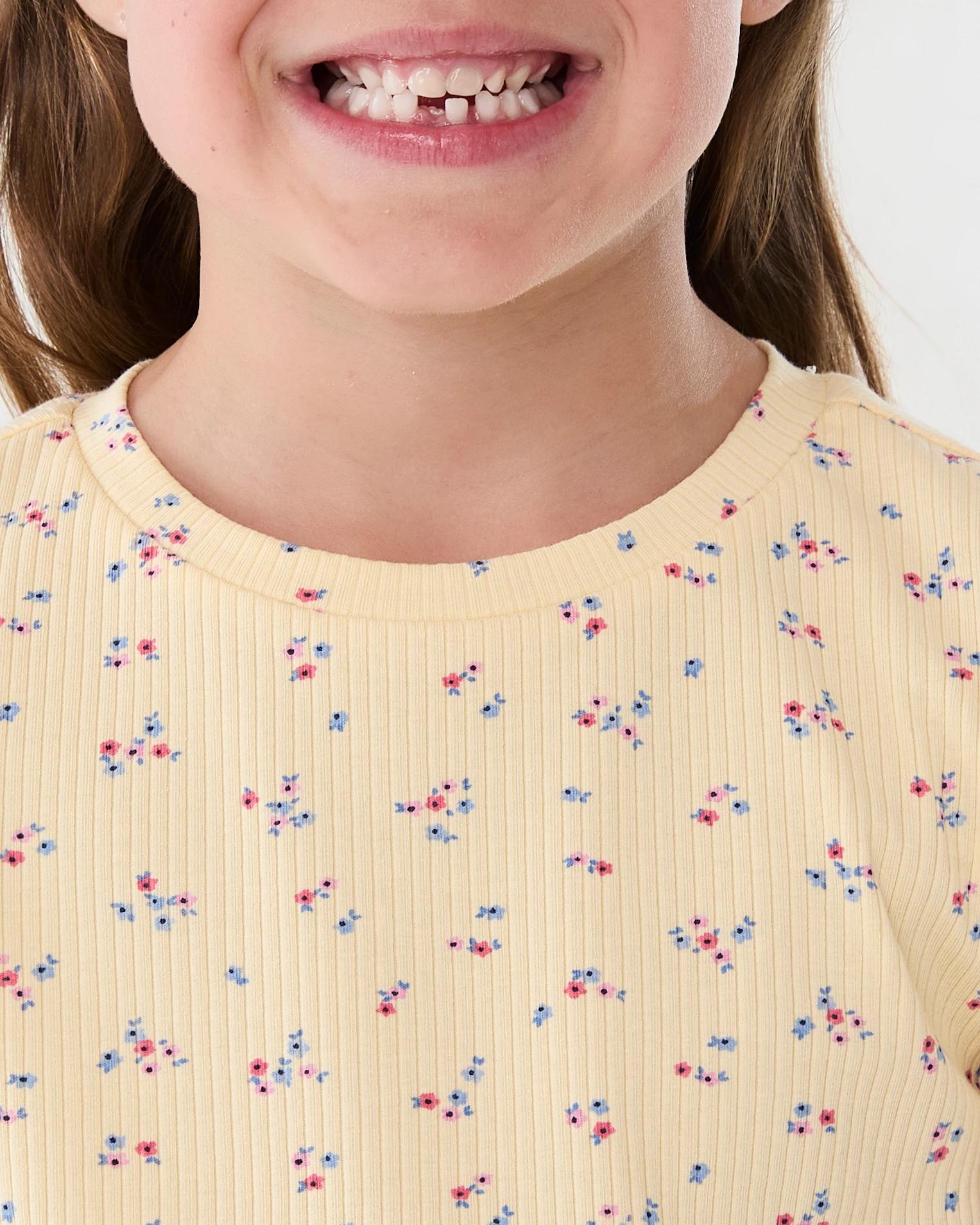 4 Short Sleeve Ribbed T-shirt Ylw Floral, 4 of 8