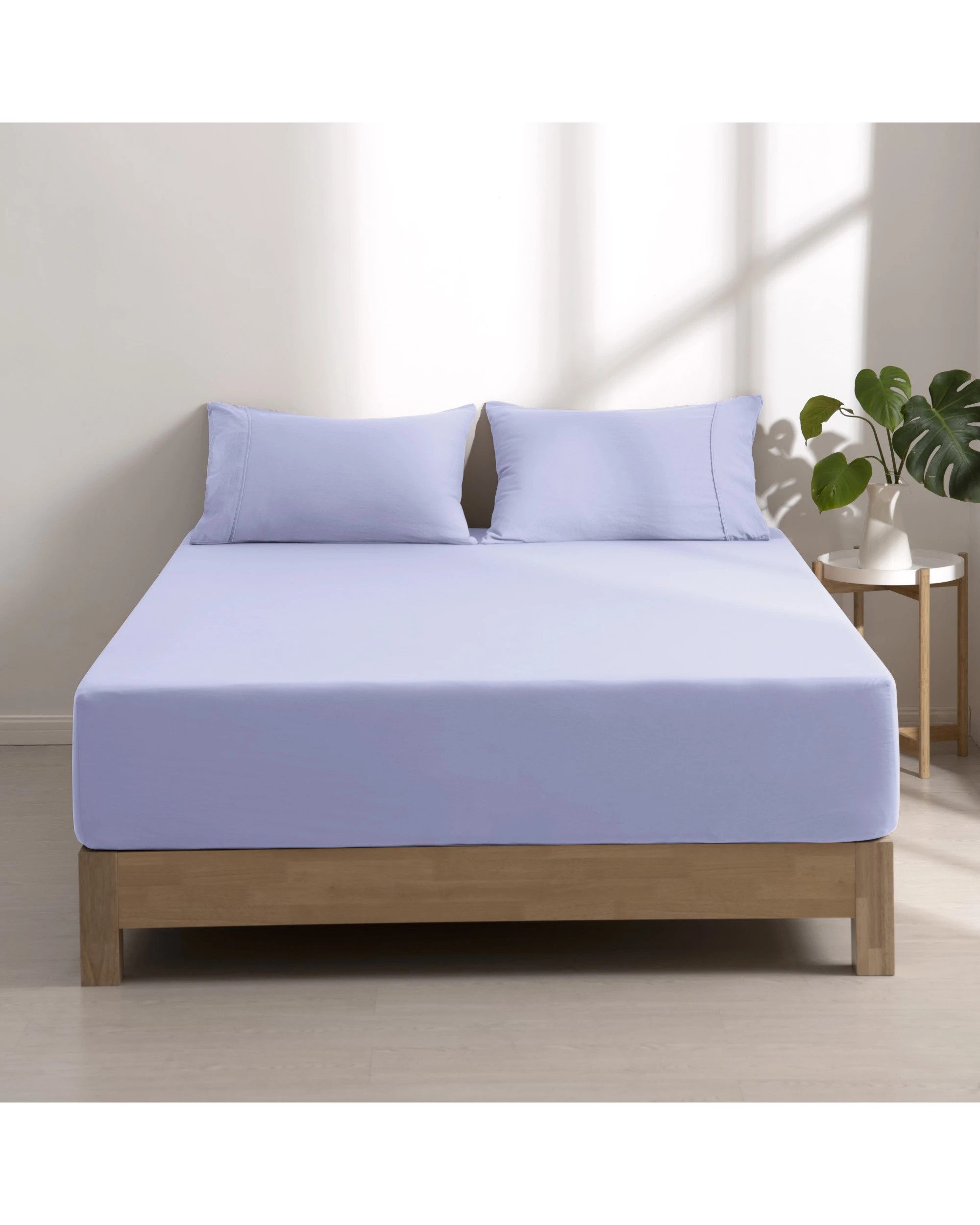 1 Dreamaker Superfine Washed Microfibre Combo Fitted Sheet Set - Queen Bed - Lilac, 1 of 8