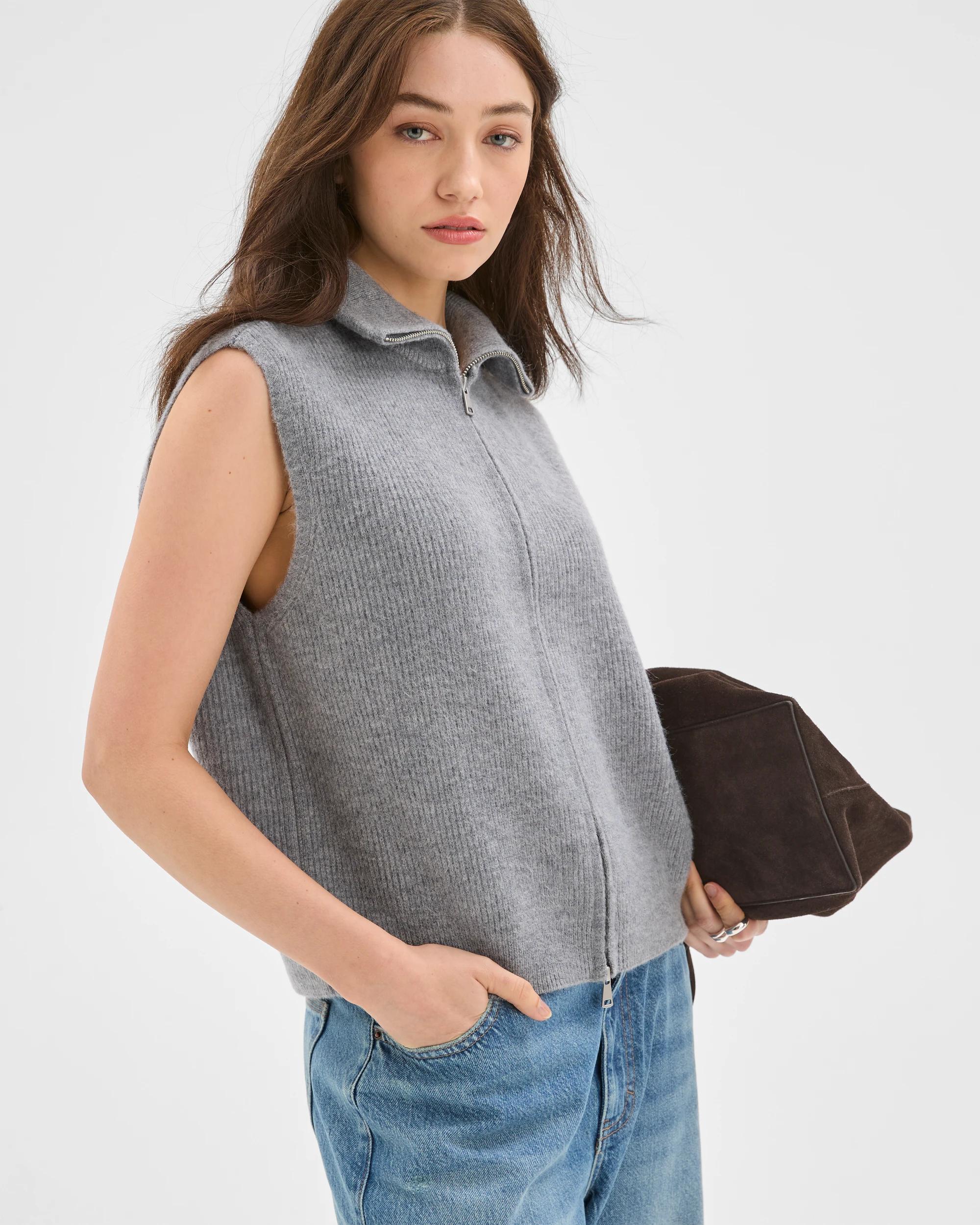 3 Lily Loves High Neck Vest DARK GREY MARLE, 3 of 7
