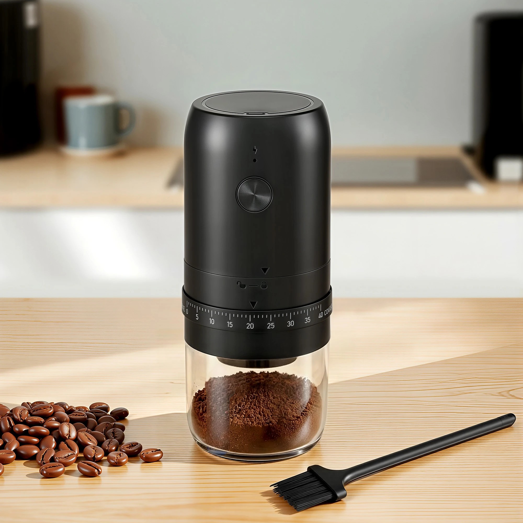9 Devanti Portable Electric Coffee Grinder USB-C Rechargeable Spice Mill with 40 Settings Home Office - Black, 9 of 9
