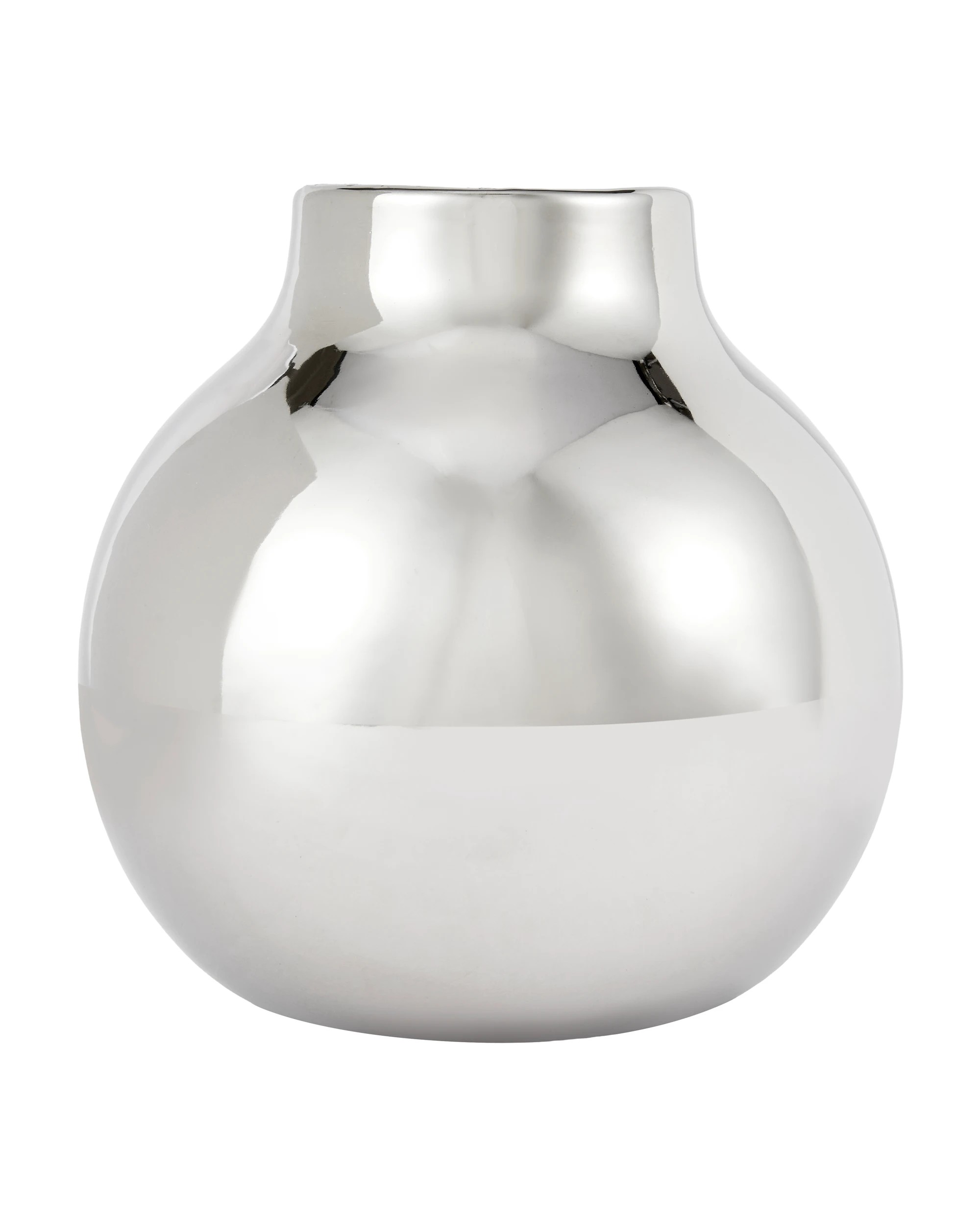 1 Chrome Look Round Vase, 1 of 5