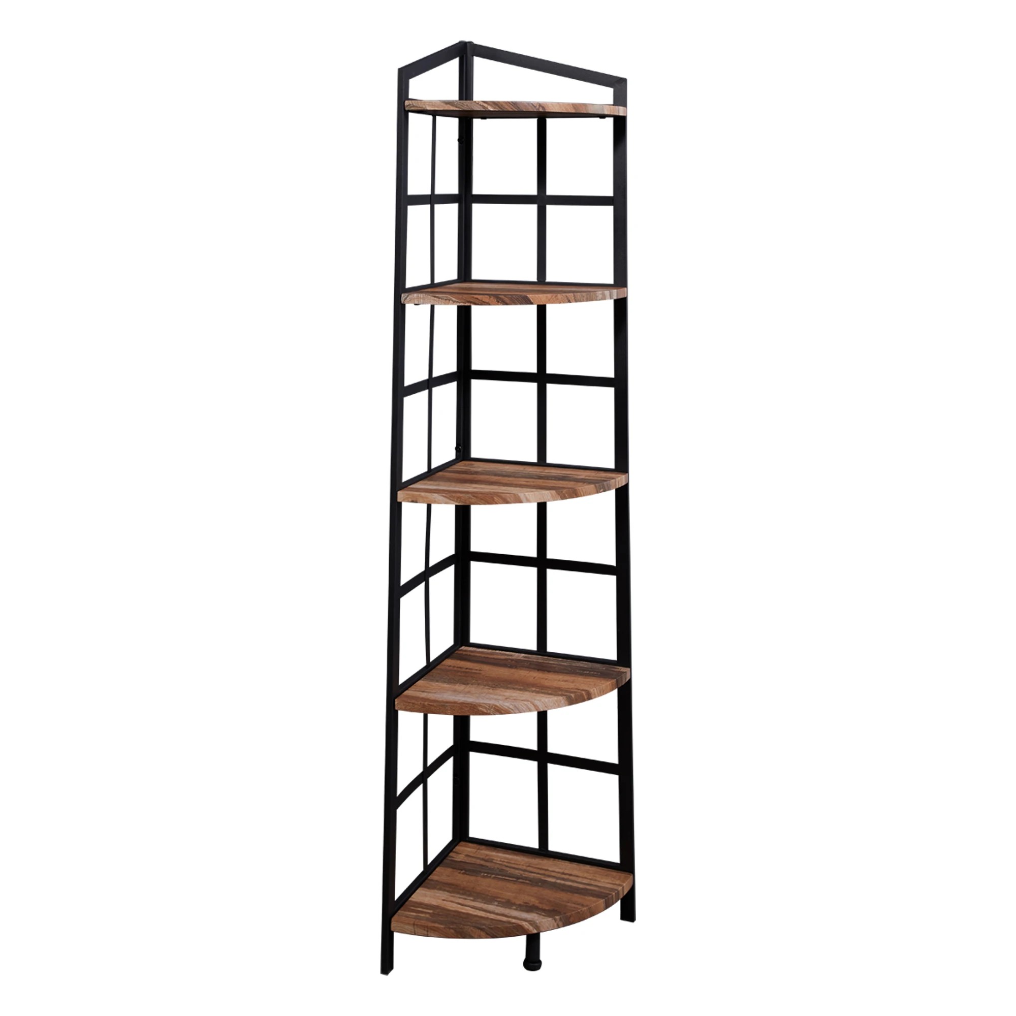 6 IHOMDEC 5 Tier Corner Bookshelf - Brown, 6 of 8