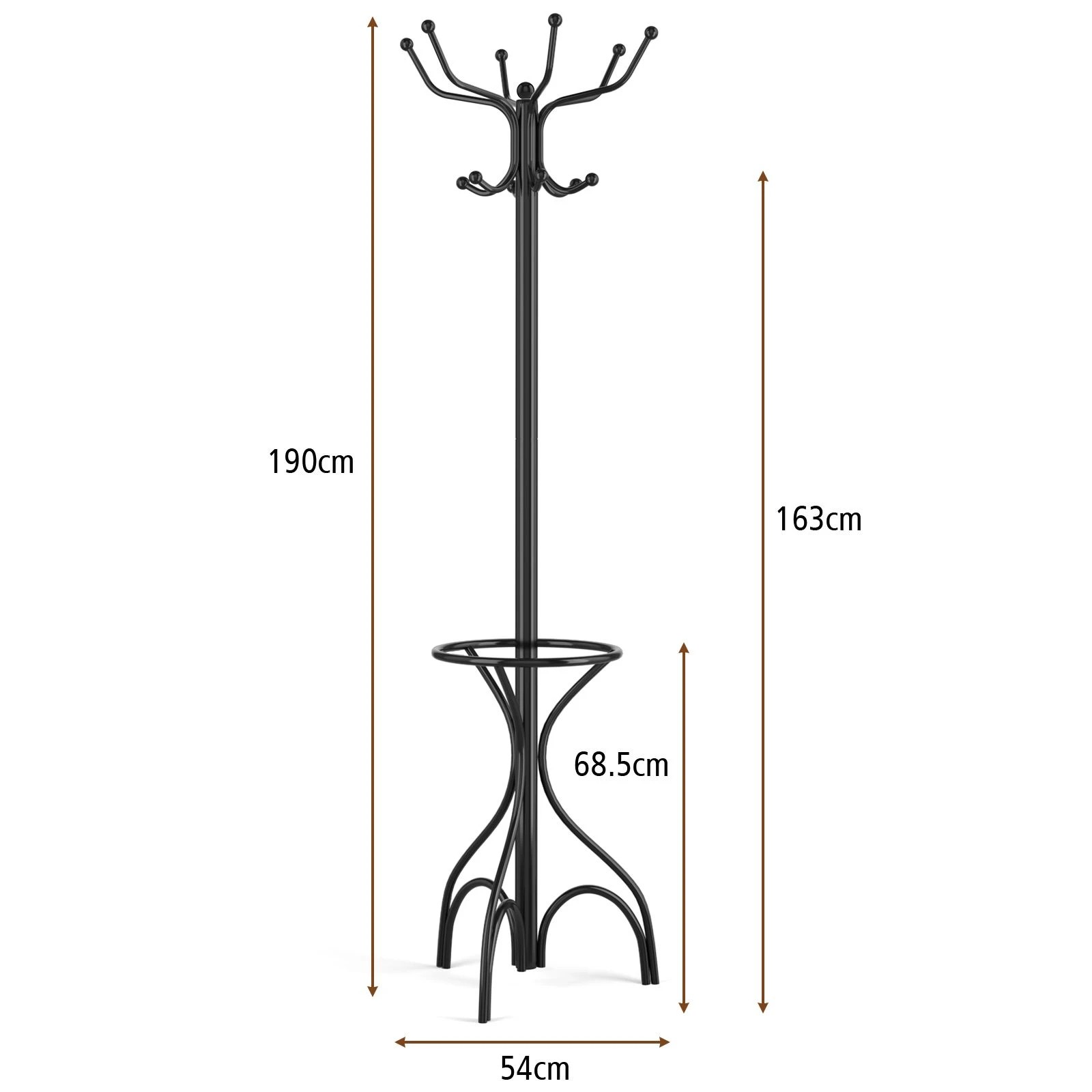 3 Costway 12 Hook Metal Coat Rack Clothes Hat Stand Bag Hanger - Black, 3 of 3