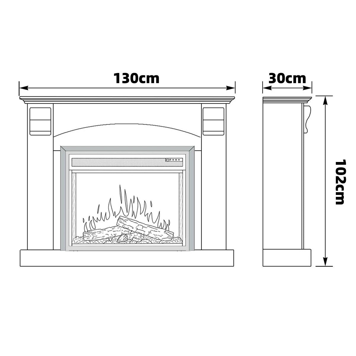 5 Moda Living Ascot Electric Fireplace Heater White Mantel Suite with Moonlight Insert - White, 5 of 10