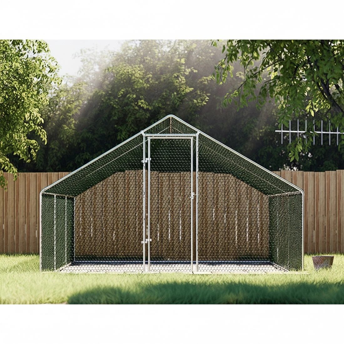 5 i.Pet Chicken Coop Cage 3x6x2m Galvanised Steel w/Oxford Canopy - Silver, 5 of 7