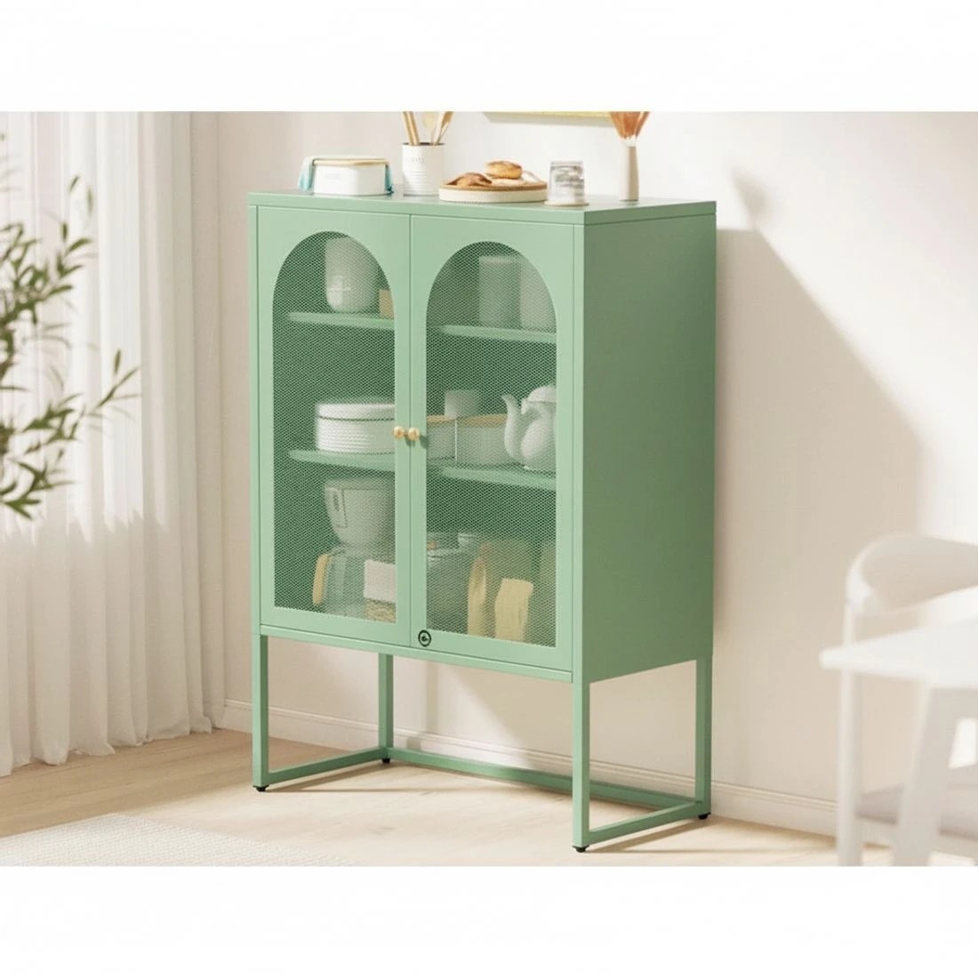 6 Artiss Buffet Sideboard Metal Cabinet - Green, 6 of 8