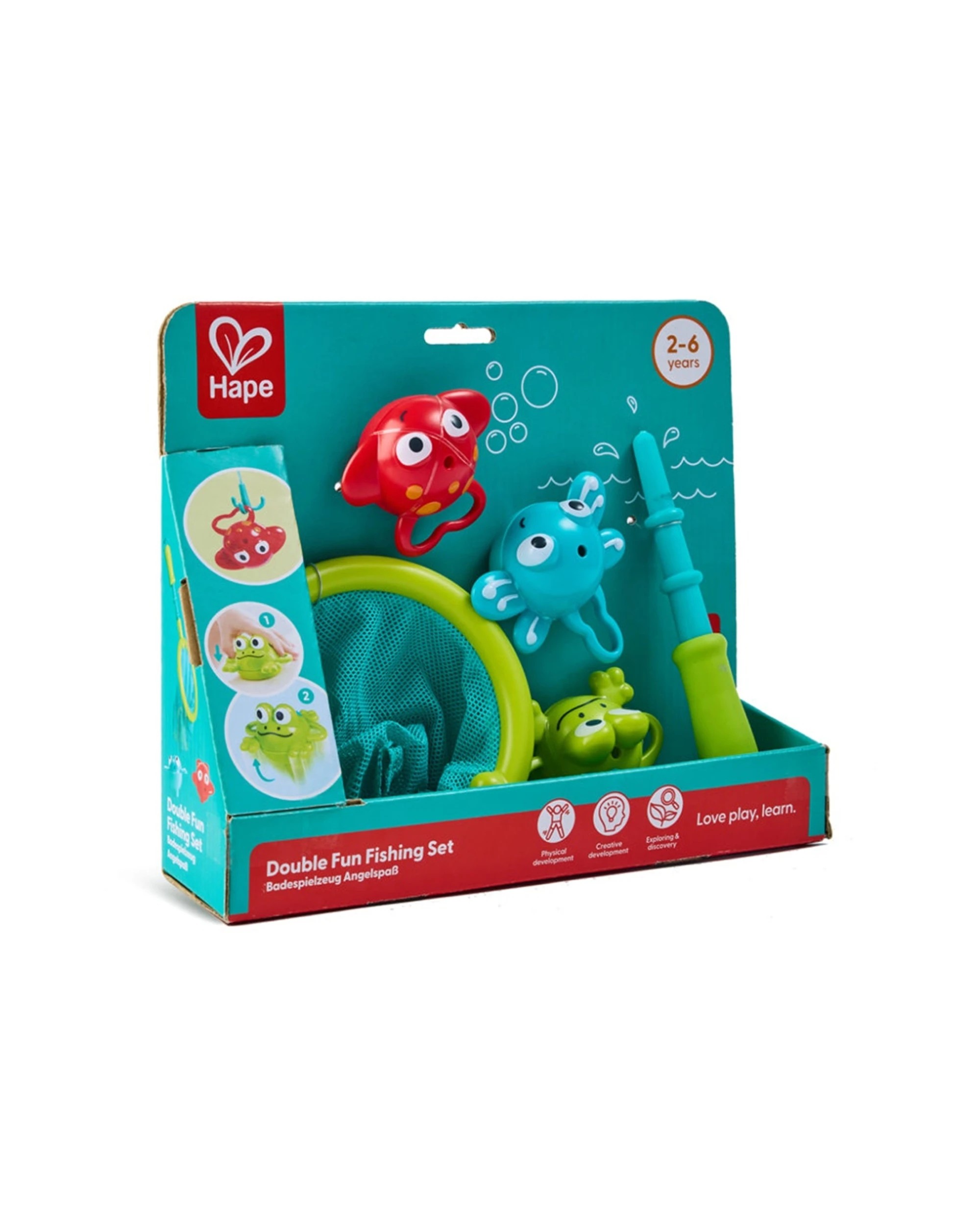 2 Hape Double Fun Fishing Set Push Creatures Jump With Net Kids - Multi, 2 of 3
