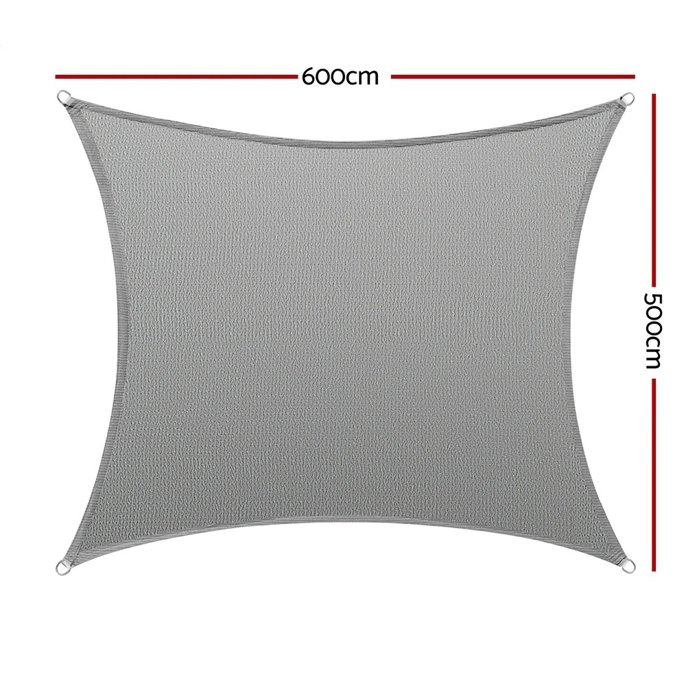 2 Instahut Shade Sail Cloth Shadecloth Square Sun Canopy 5x6m - Grey, 2 of 5