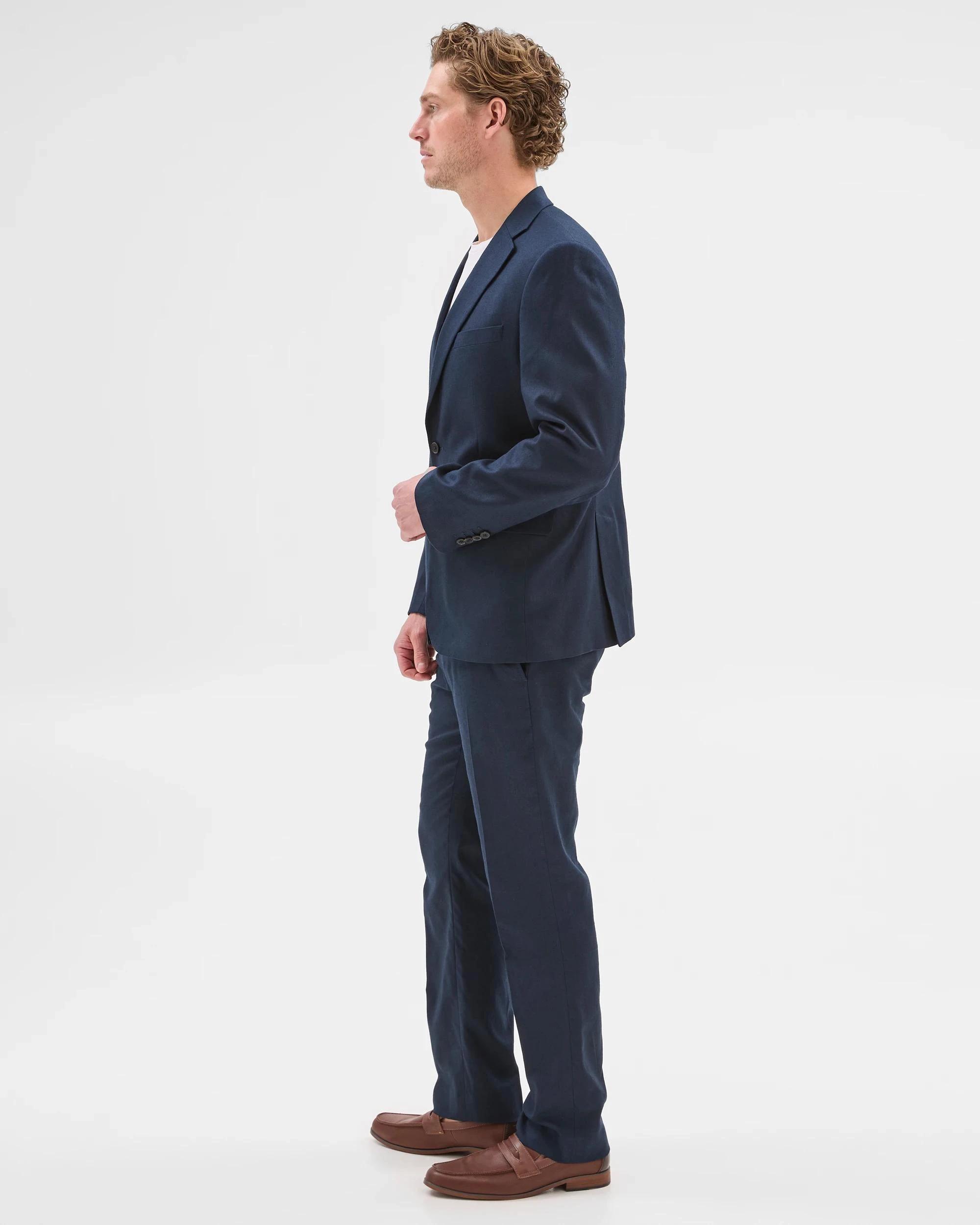 4 European Linen Blend Suit Jacket - Preview NAVY, 4 of 5