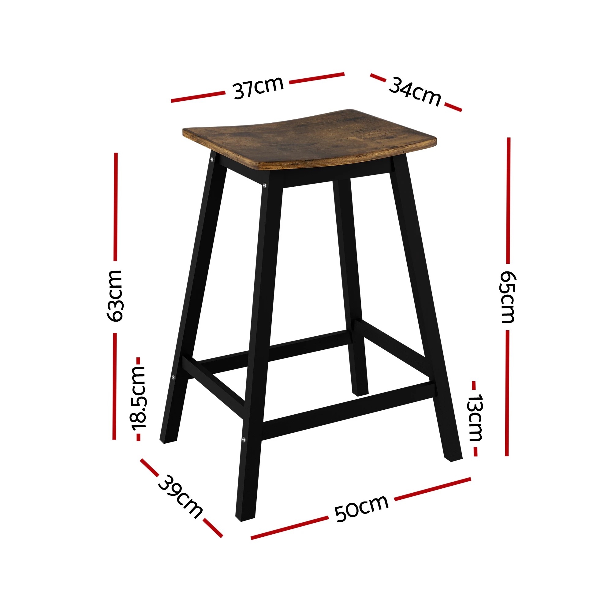 3 Artiss Bar Stools Set of 2 Kitchen Counter Stools Wooden Industrial Rustic - Brown, 3 of 7