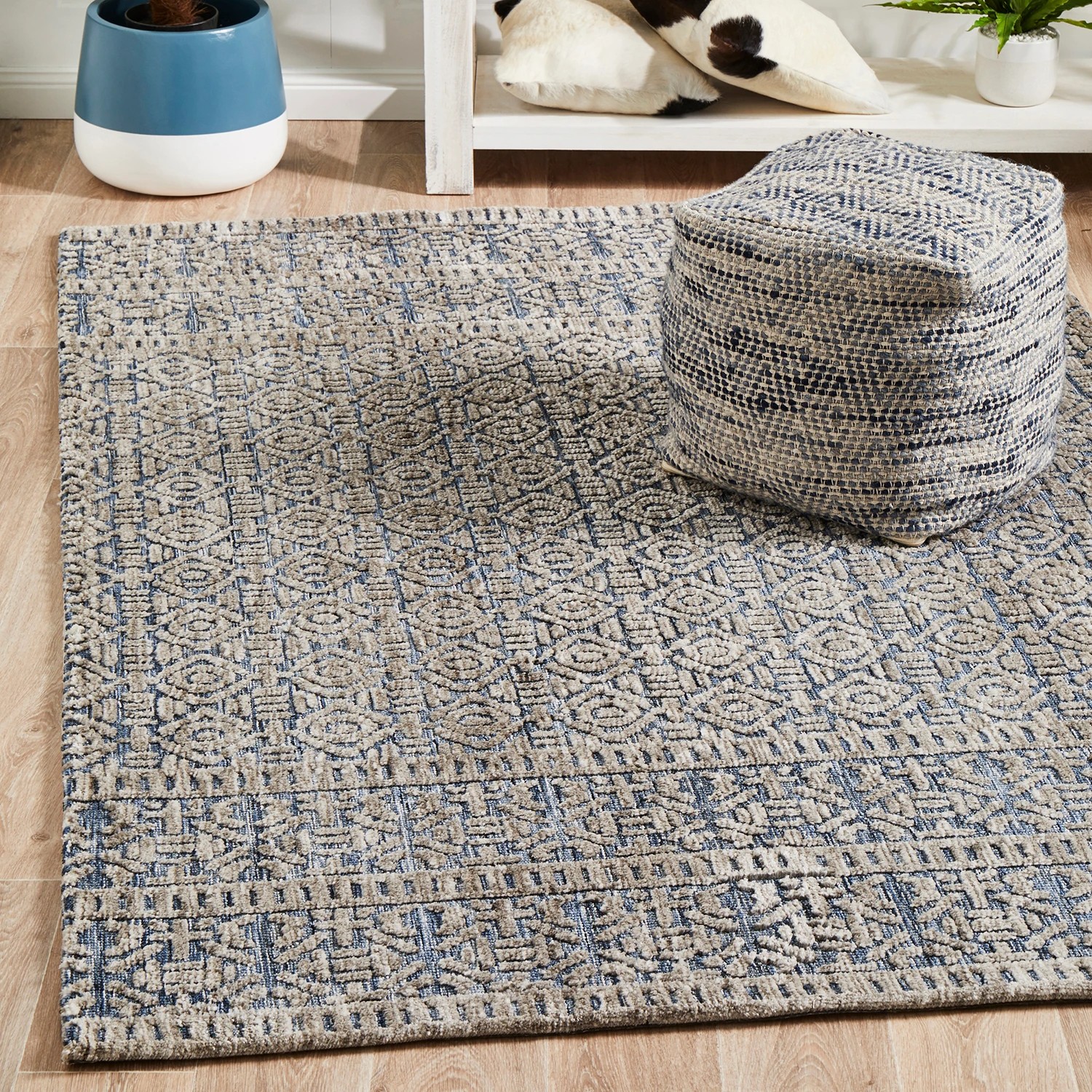 1 Common Ground Rugs Klara 361 225x155cm - Medium Hand Loomed Floor Rug - Blue, 1 of 7