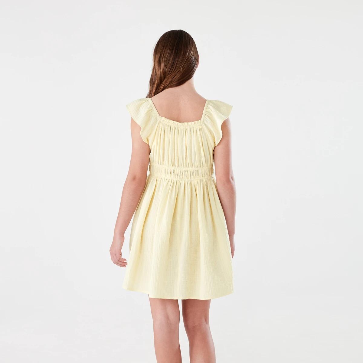 2 Shirred Frill Dress BUTTER CREAM, 2 of 8