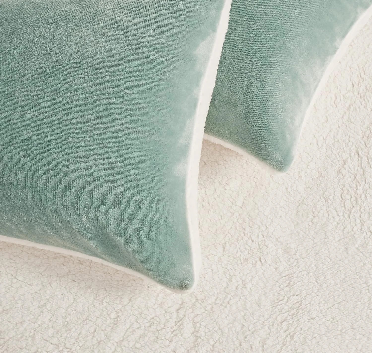 7 Gioia Casa 2-in-1 Teddy Sherpa Quilt Cover Set Warm Reversible - Single Bed - Sage, 7 of 8