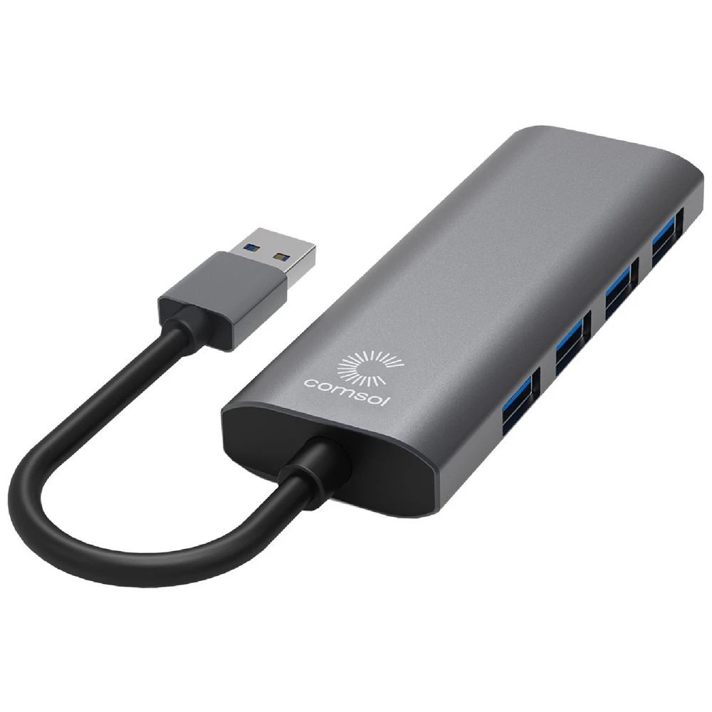 1 Comsol USB-A 4-Port USB-A Hub Silver, 1 of 5