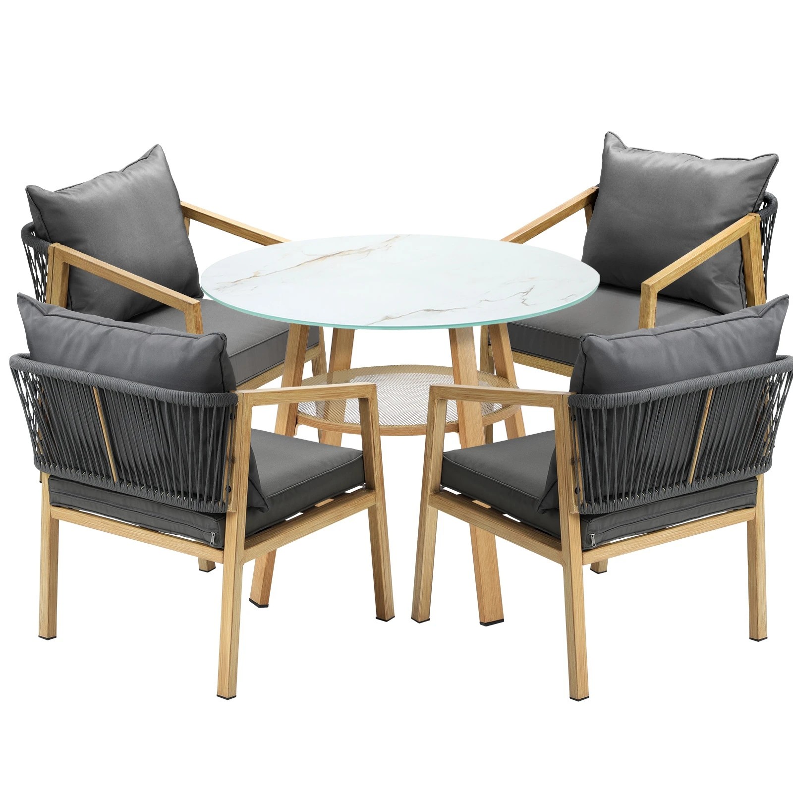 1 Livsip 5pcs Outdoor Dining Setting Patio Furniture Set 90cm Table Lounge Chairs
 - Multi, 1 of 8