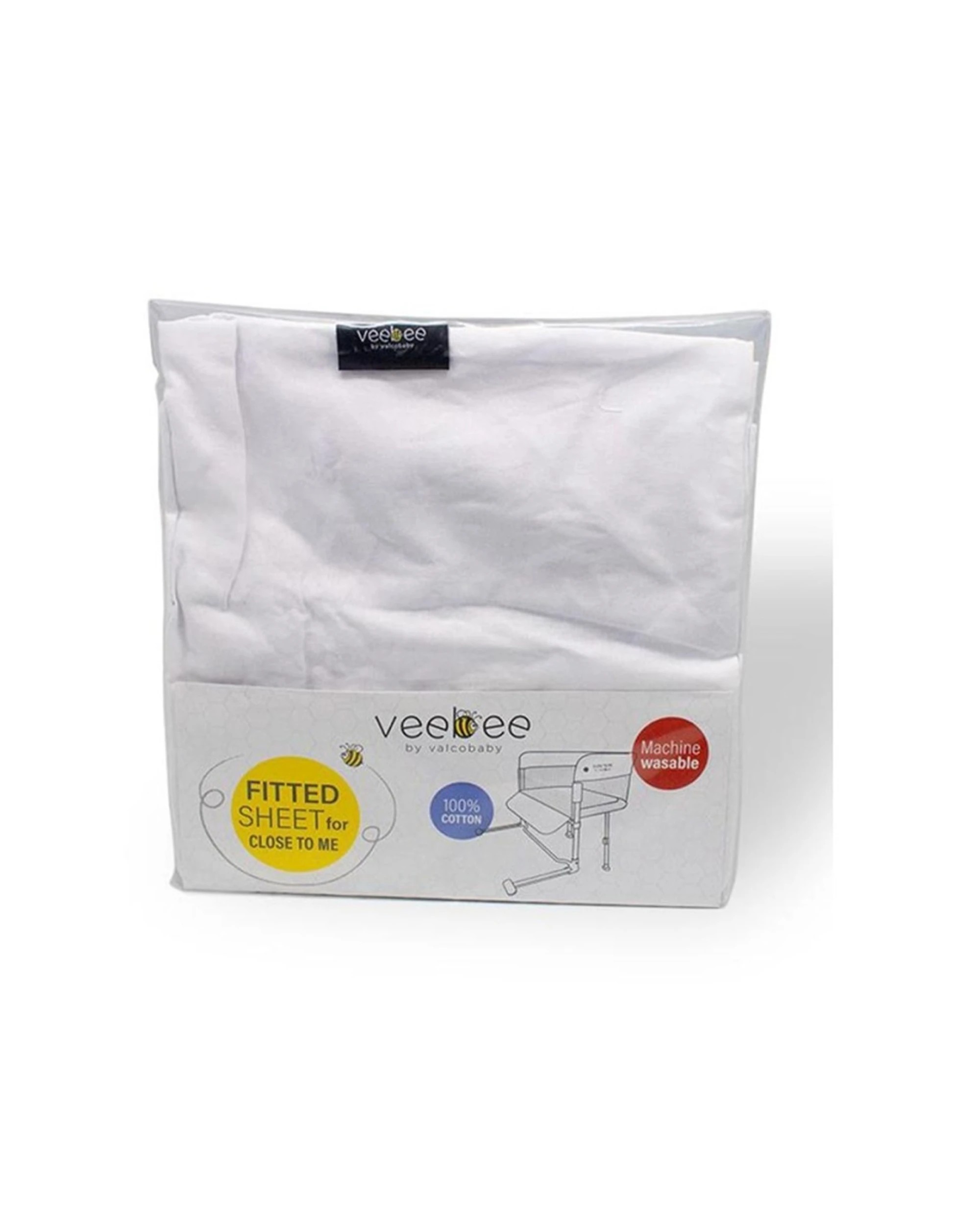 1 VeeBee Co-Sleeper Fitted Sheet 100 Percent Cotton For Close To Me Bed - White, 1 of 1