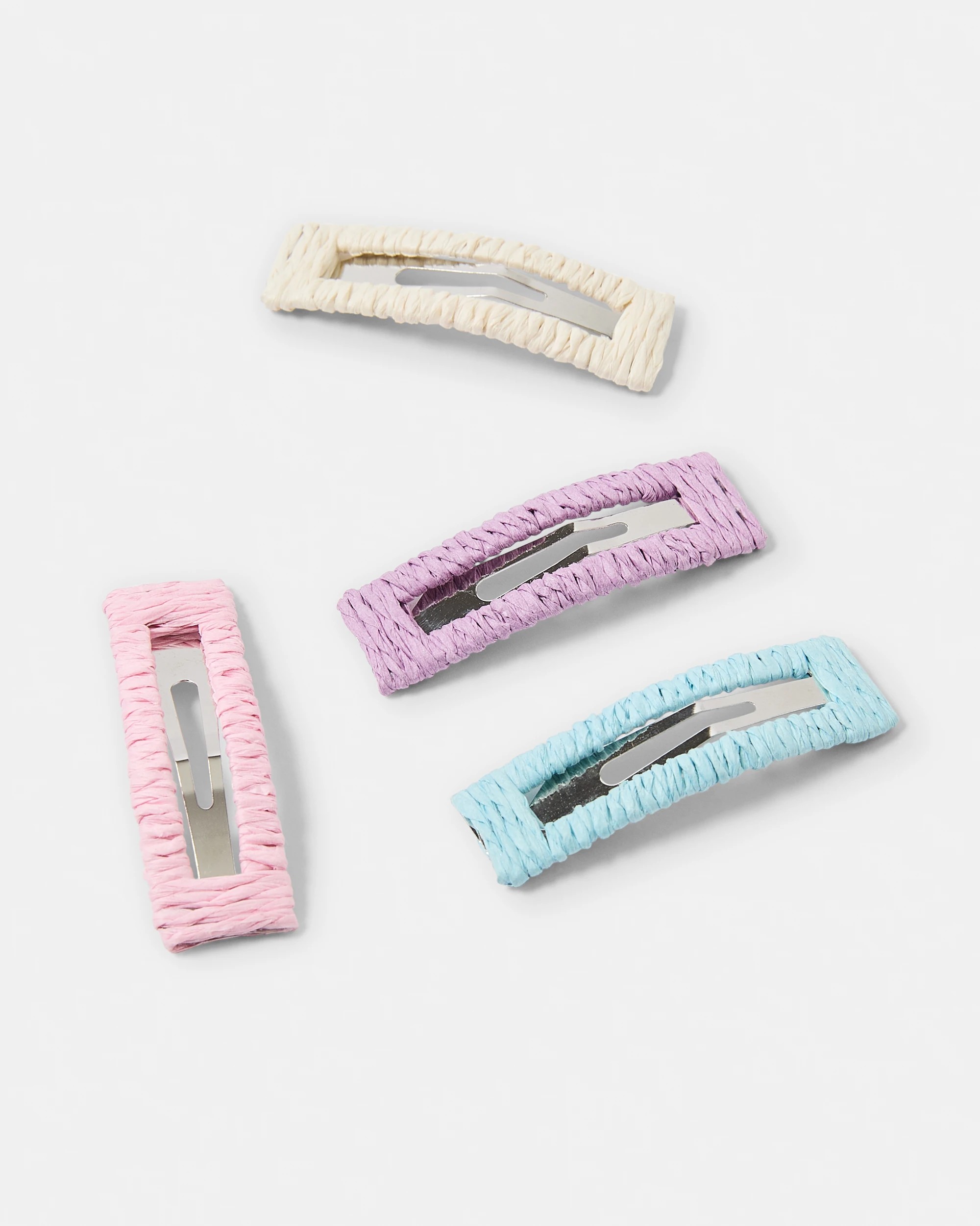 2 4 Pack Raffia Snap Hair Clips, 2 of 3